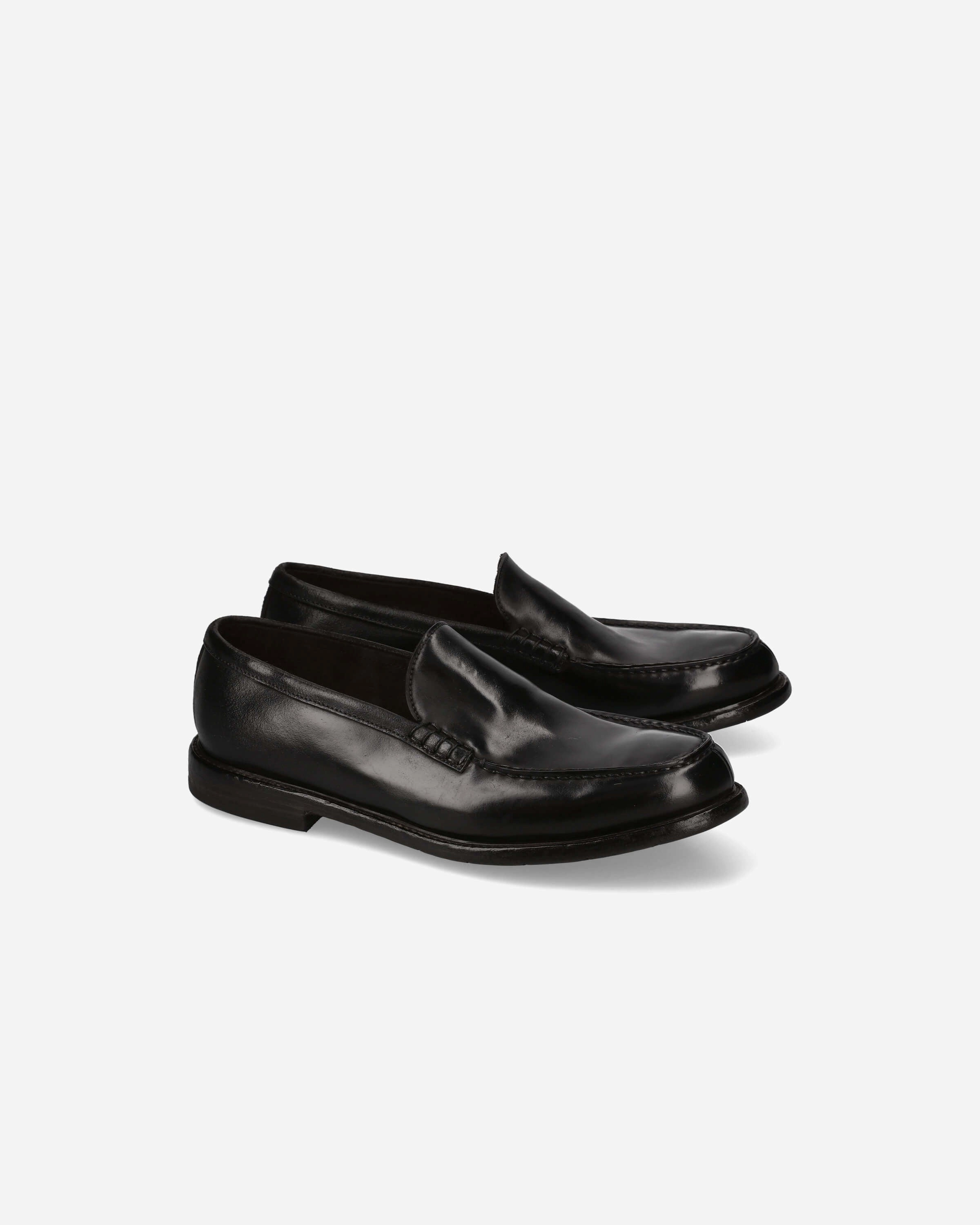 Loafer in Black Calfskin Leather with Leather Sole 32257A Classic Slip-Ons