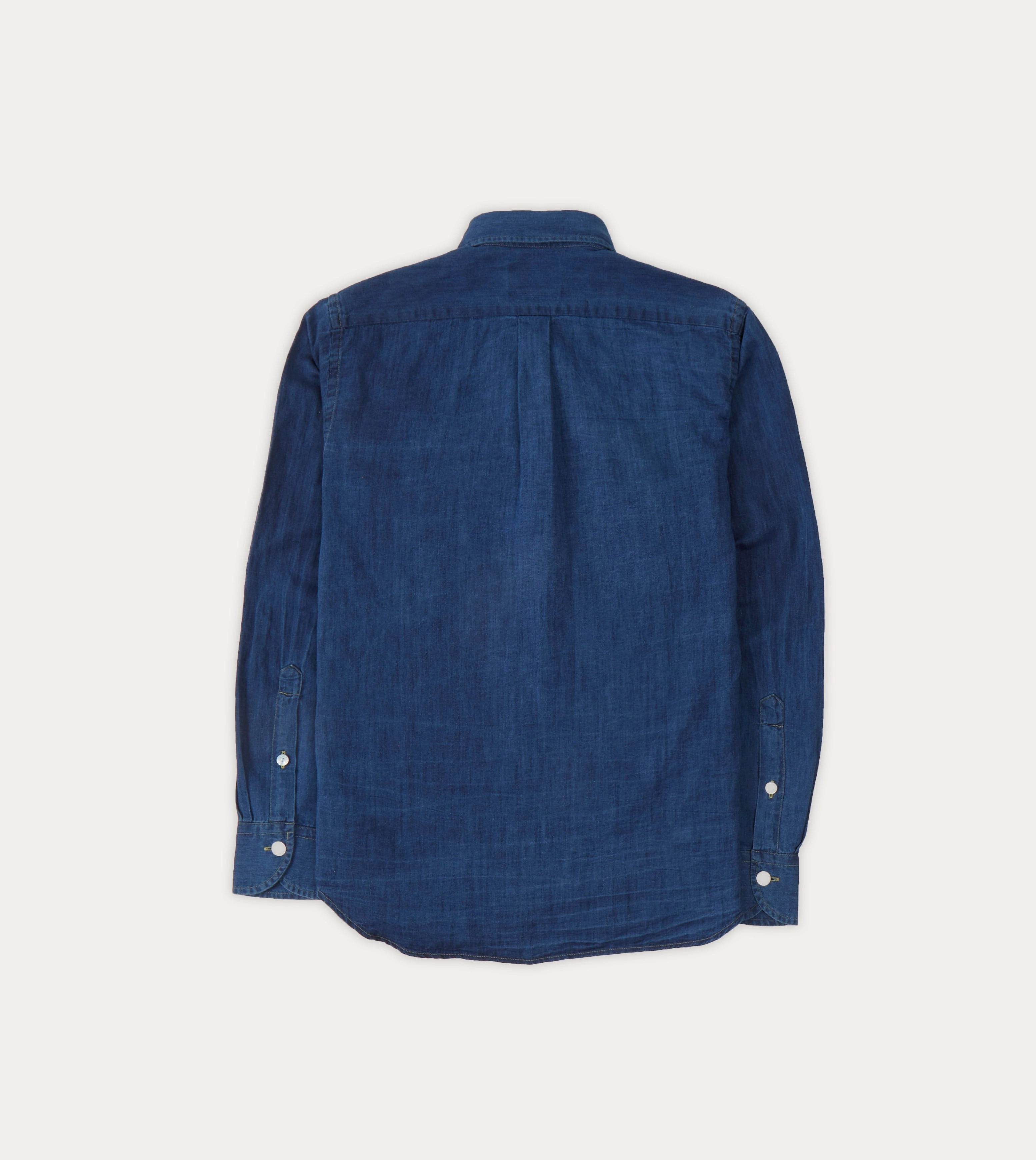 Blue Cotton Linen Two-Pocket Work Shirt Go-To Look Work-to-Weekend