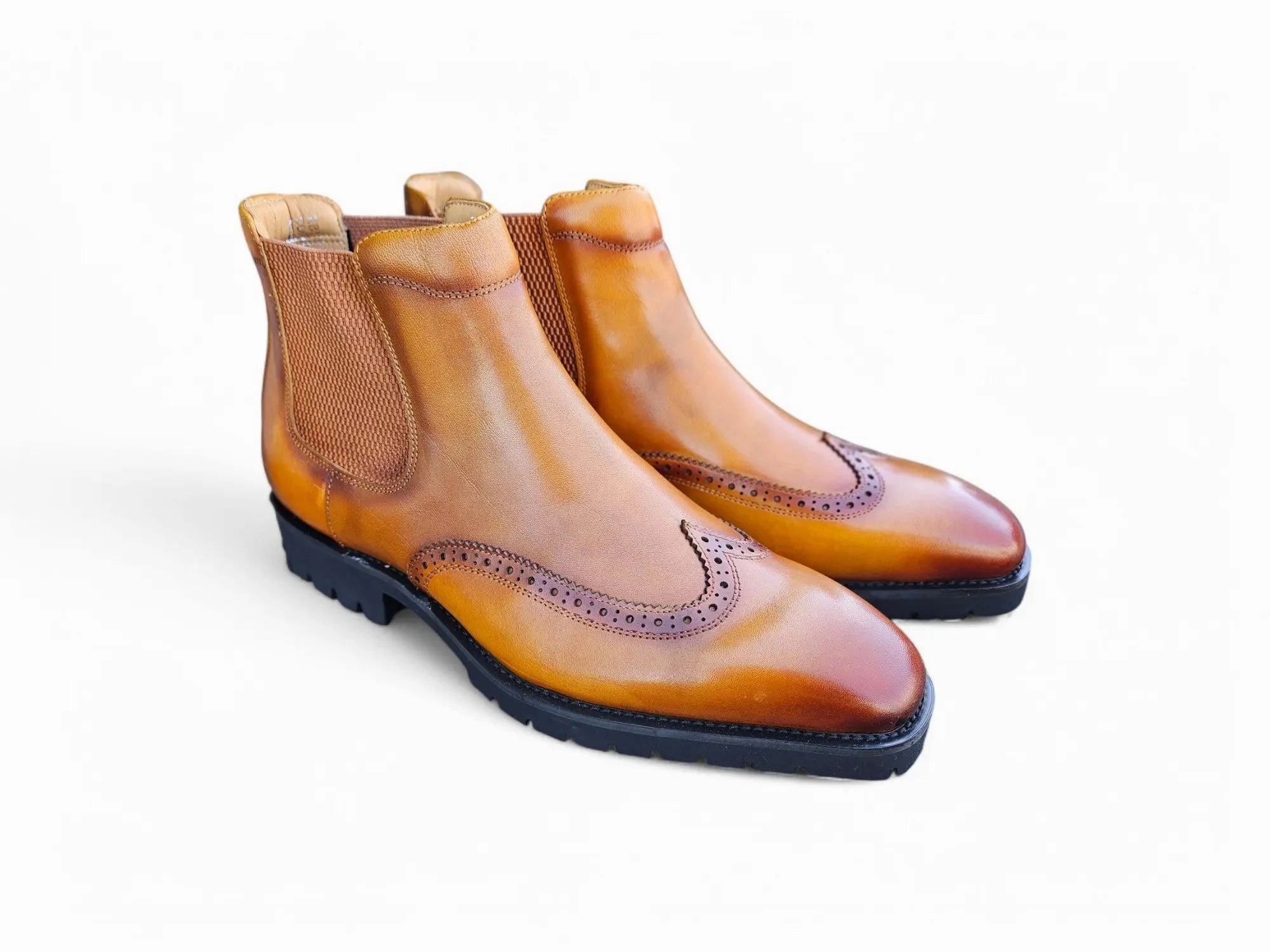 Lug Sole Chelsea Boot with Wingtip Toe Handmade Craft