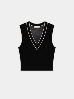 The Varsity Vest -- Black Multi Four Way Stretch Fabric Comfy Stretch Wear