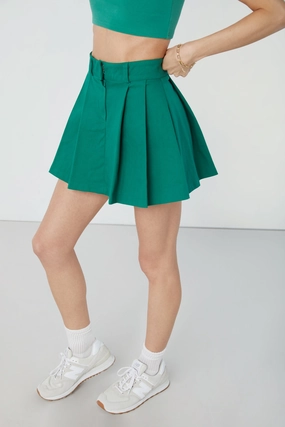 WOVEN PLEATED TENNIS SKIRT Twist Knot Details Fashion Combo