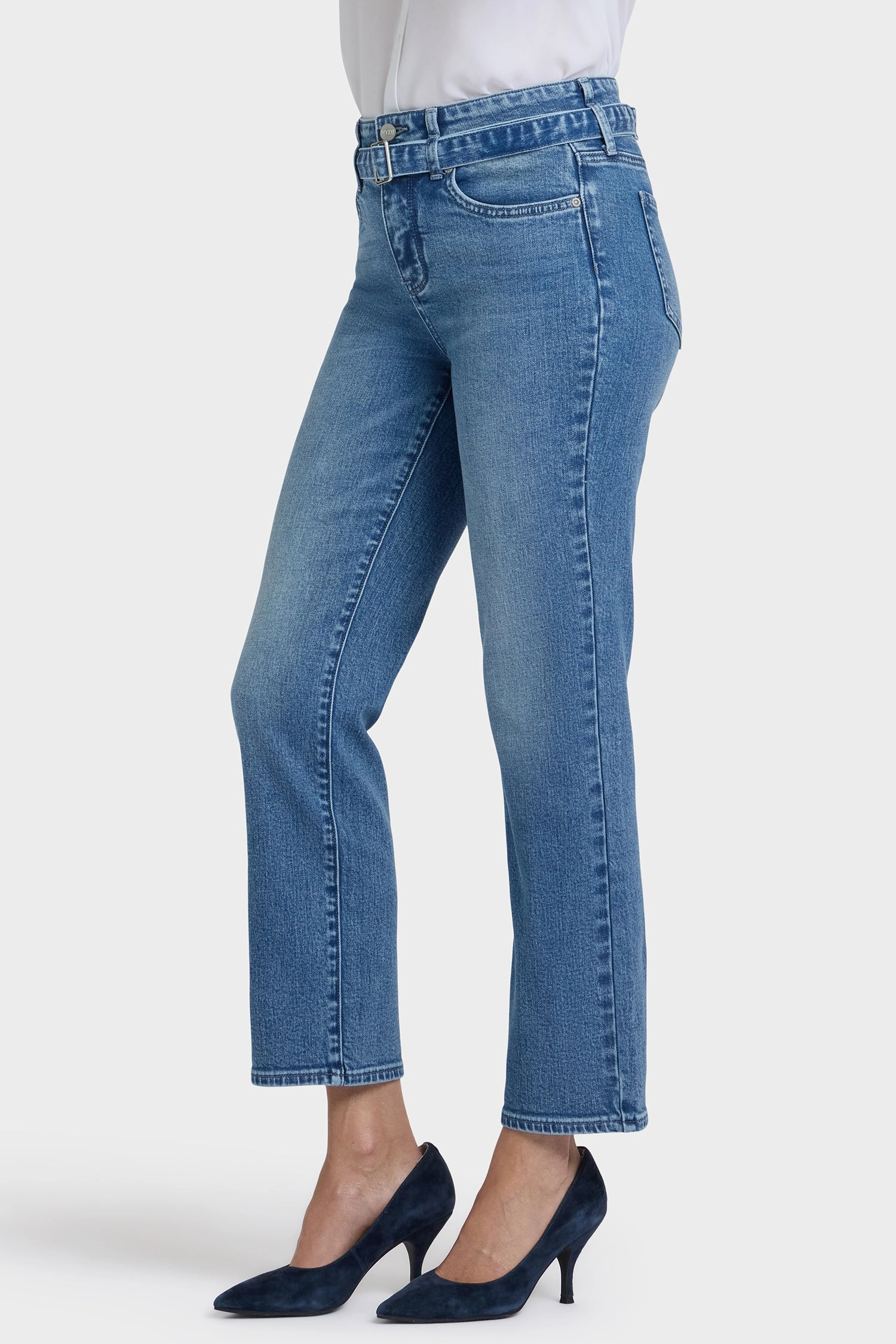 Marilyn Straight Ankle Jeans - Washed Crystal Urban Explorer Picnic Style