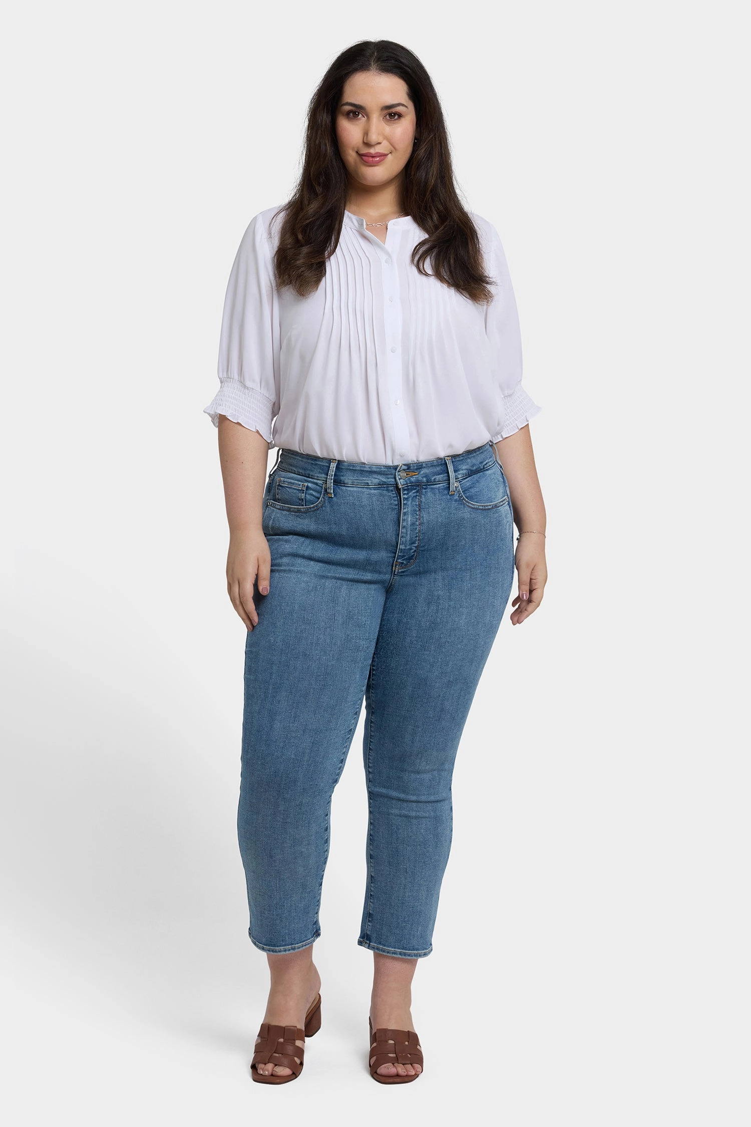 Marilyn Straight Ankle Jeans In Plus Size - Minorca Isle Sustainable Trend Setter Versatile