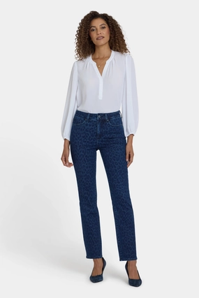 Marilyn Straight Jeans - Dark Denim Leopard Simple Fashion Crisp Look