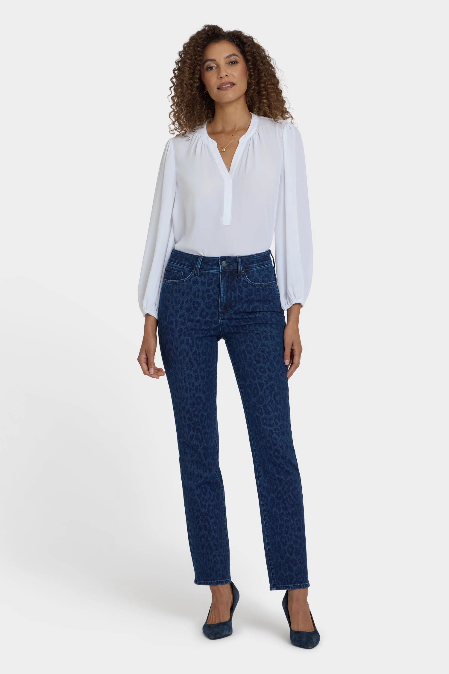 Marilyn Straight Jeans - Dark Denim Leopard Simple Fashion Crisp Look