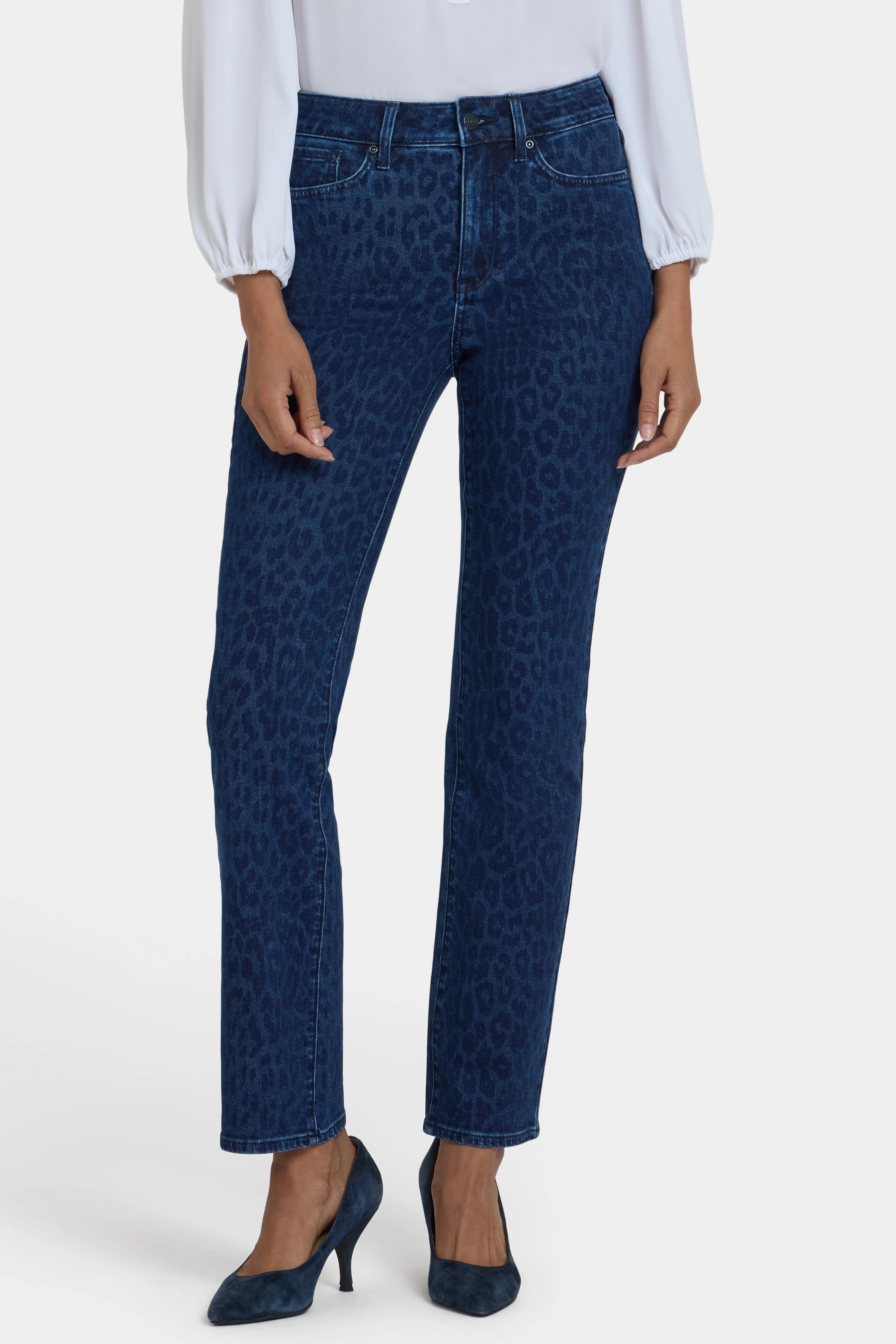 Versatile Weekend Style Marilyn Straight Jeans - Dark Denim Leopard