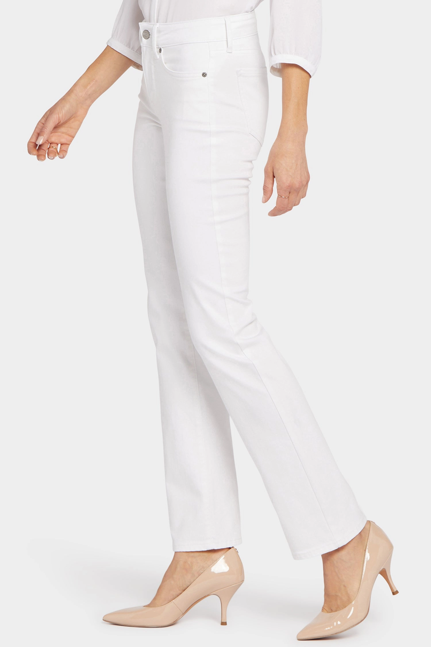Marilyn Straight Jeans In Long Inseam - Optic White Day Out Style