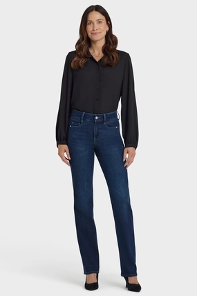 Marilyn Straight Jeans In Petite - Blackened Blue Plain Favorite