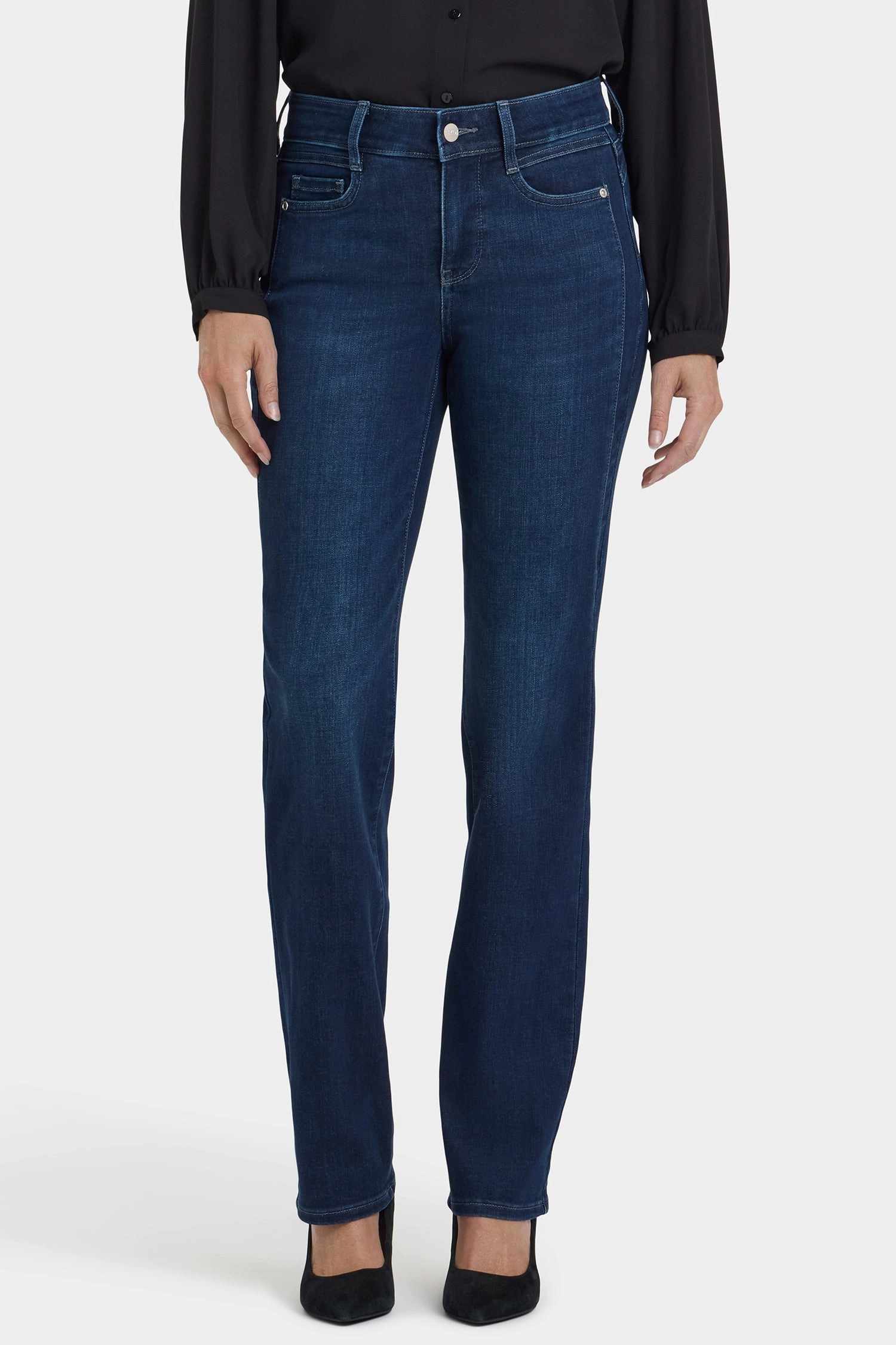 Marilyn Straight Jeans In Petite - Blackened Blue Modern Straight Leg Neutral palette
