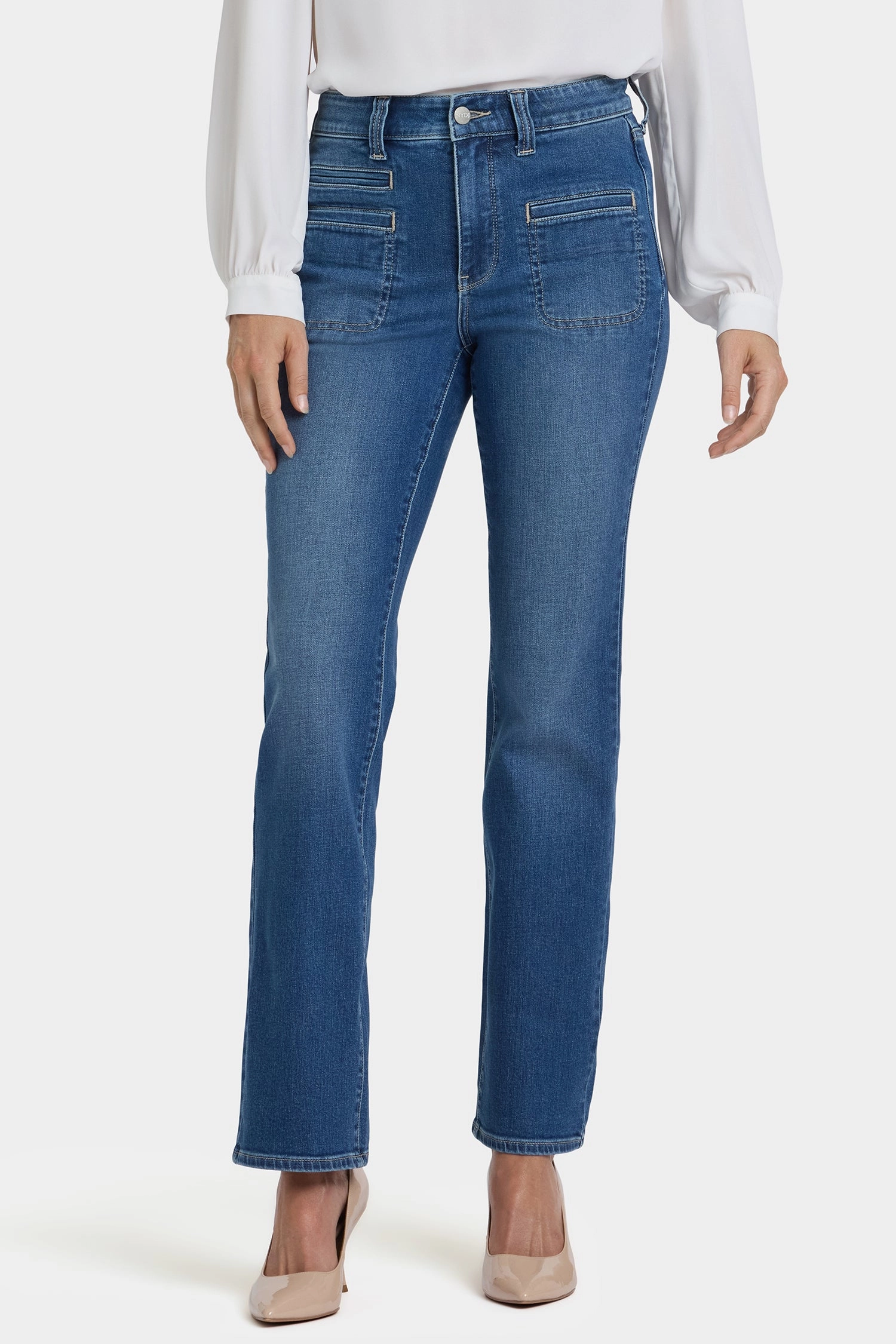 Weekend Style Casual Parent Style Essential Style Marilyn Straight Jeans In Petite - Romantic Indigo
