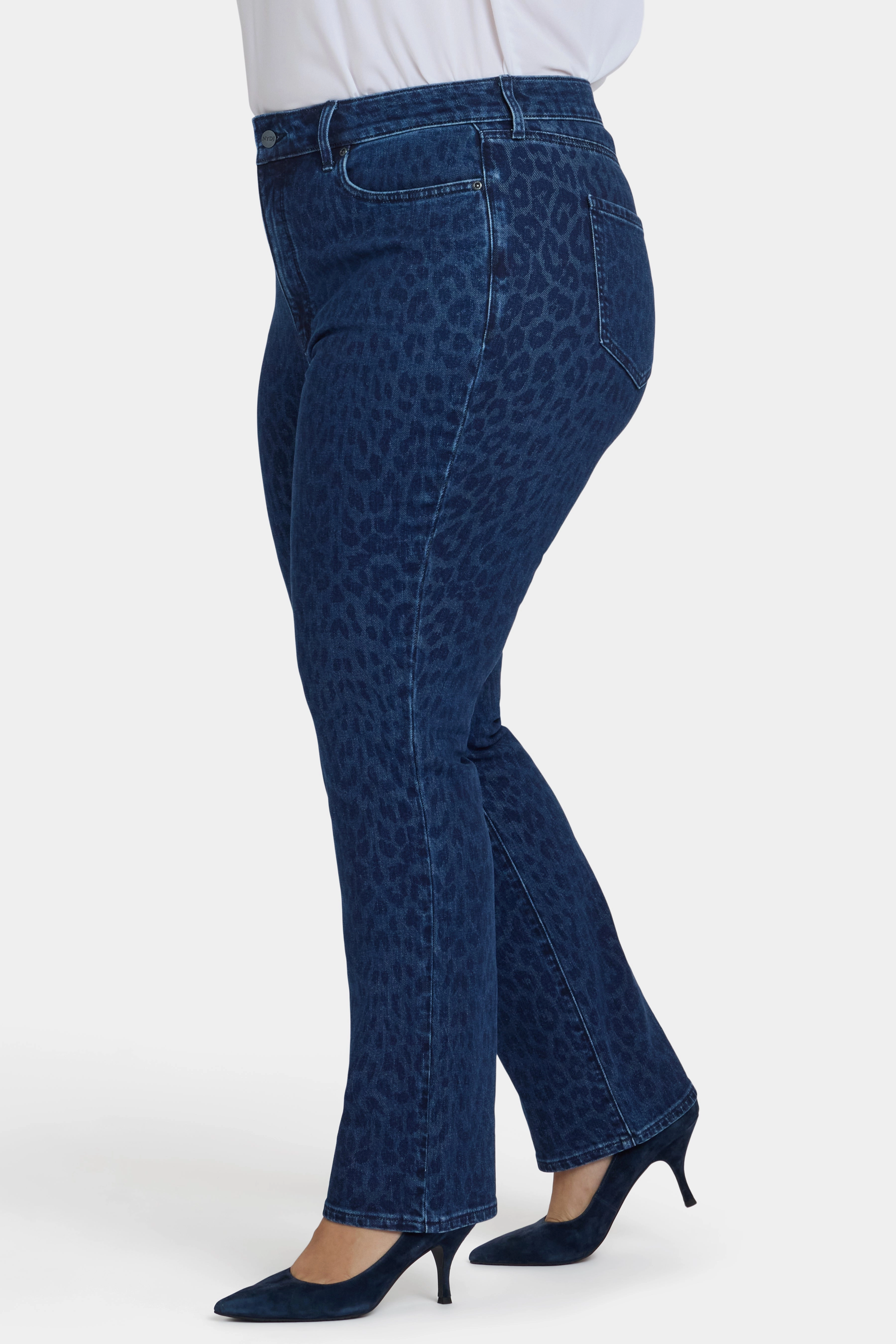 Match With All Marilyn Straight Jeans In Plus Size - Dark Denim Leopard
