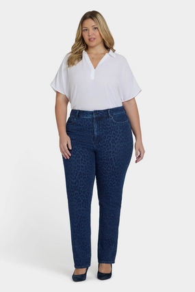 Marilyn Straight Jeans In Plus Size - Dark Denim Leopard Suitable Outfit Affordable Outdoor Adventure Artist Vibe