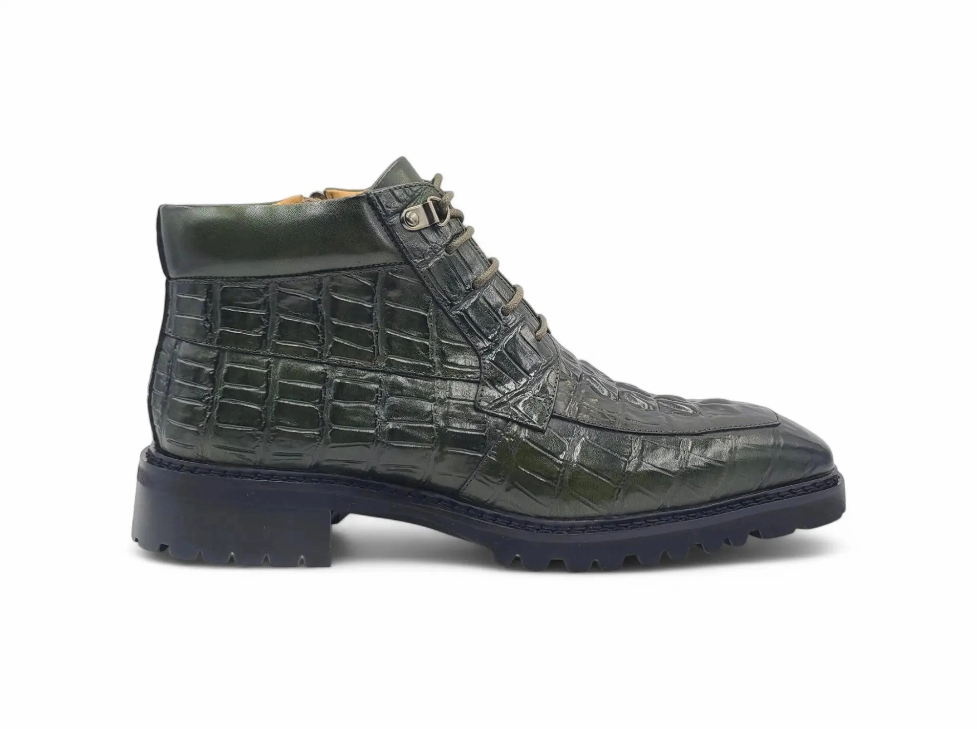 Comfortable Stability Men's Lace-up Boots Alligator Embossed