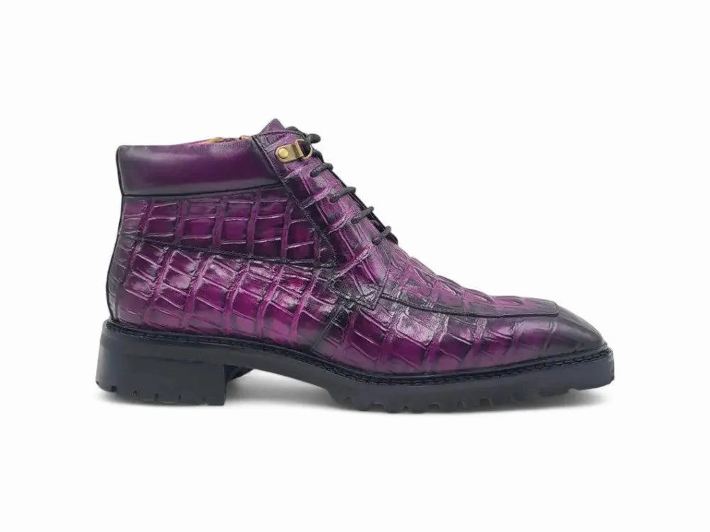 Ultimate Comfort Athletic Wear Men's Lace-up Boots Alligator Embossed