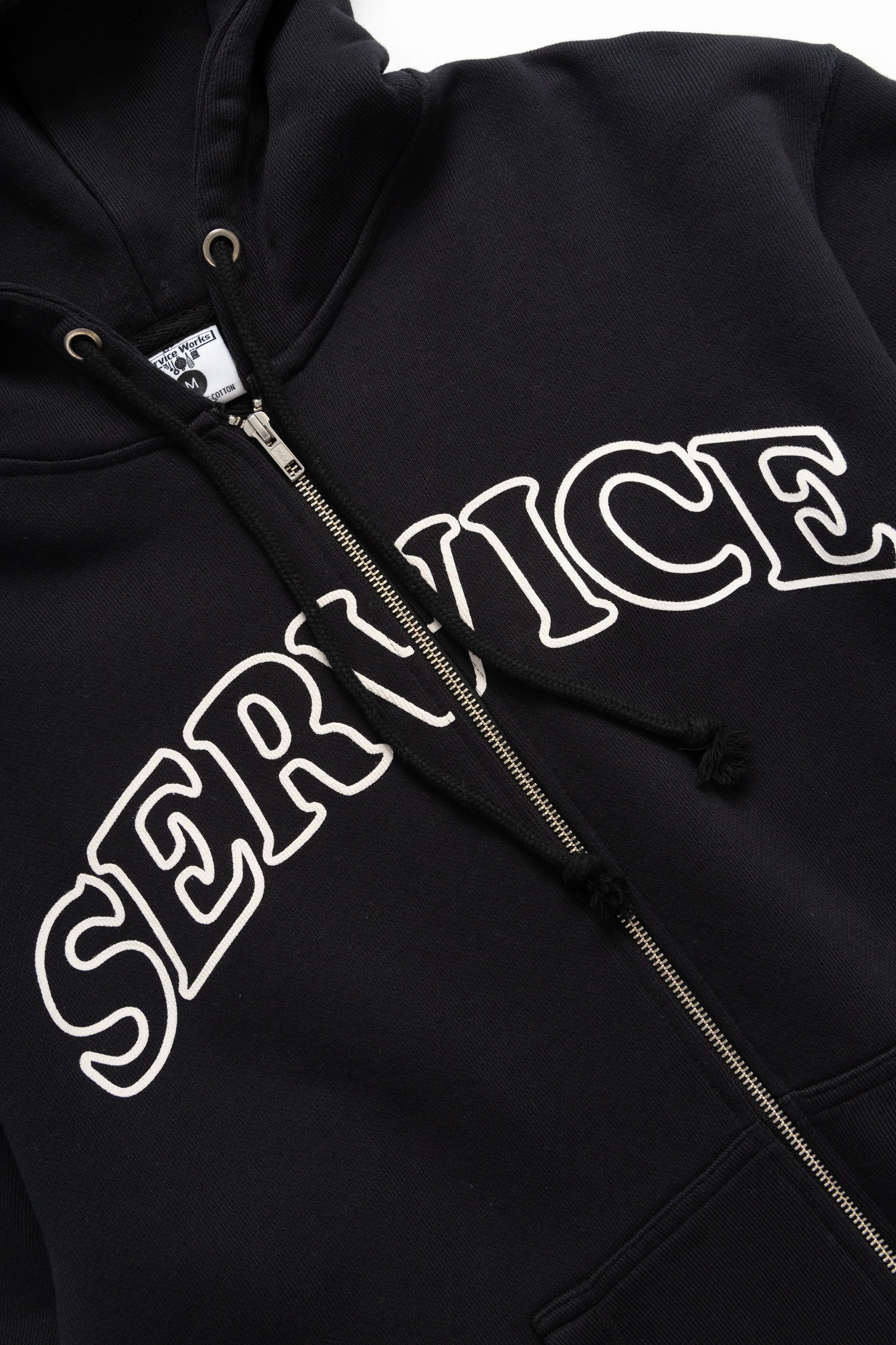 Effortless Wear Casual Style Service Works - Arch Logo Zip Hoodie - Black
