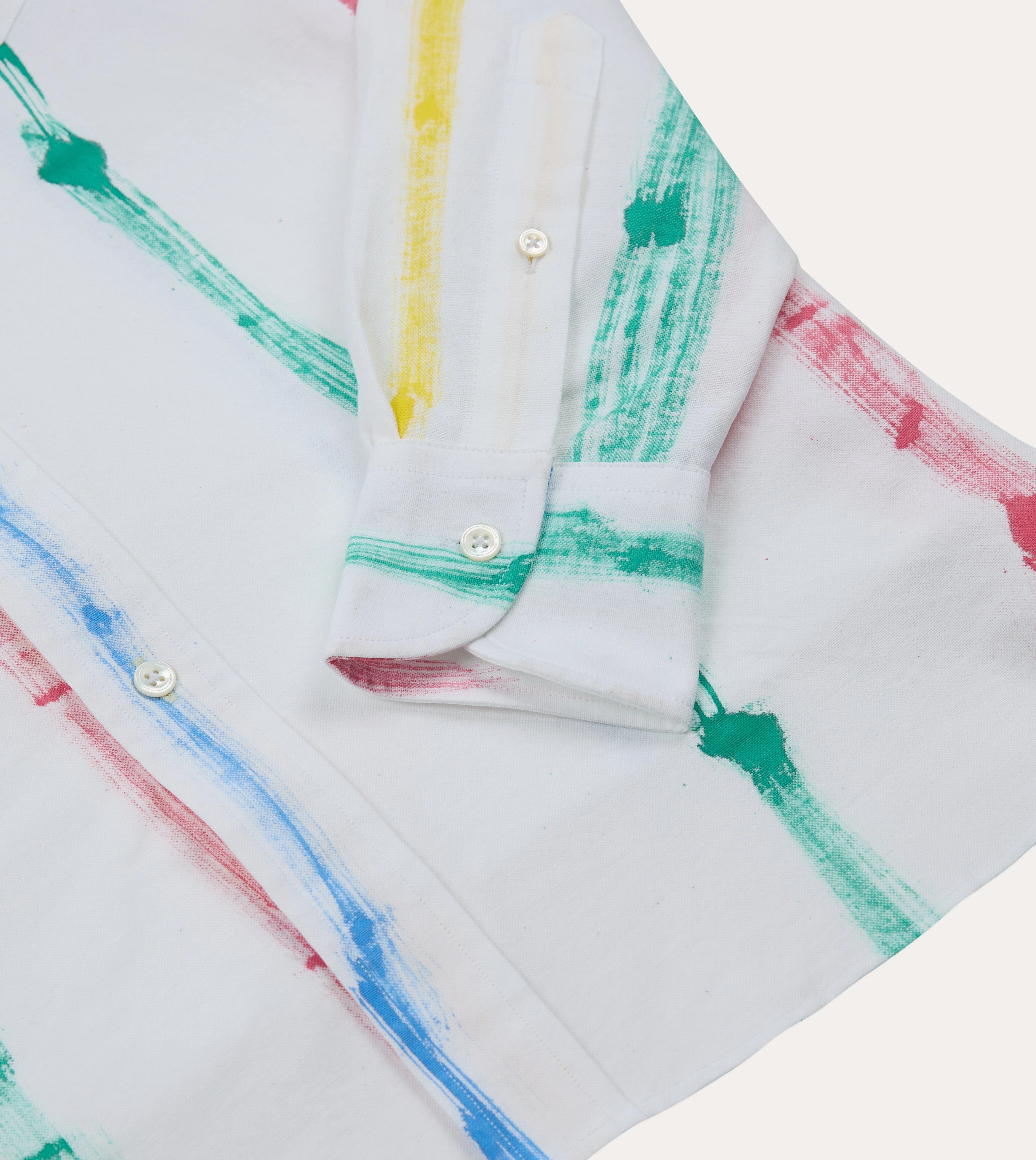 Michael McGregor for Drake??s Hand-Painted Stripe Cotton Oxford Cloth Button-Down Shirt Warm Layers Comfort-First