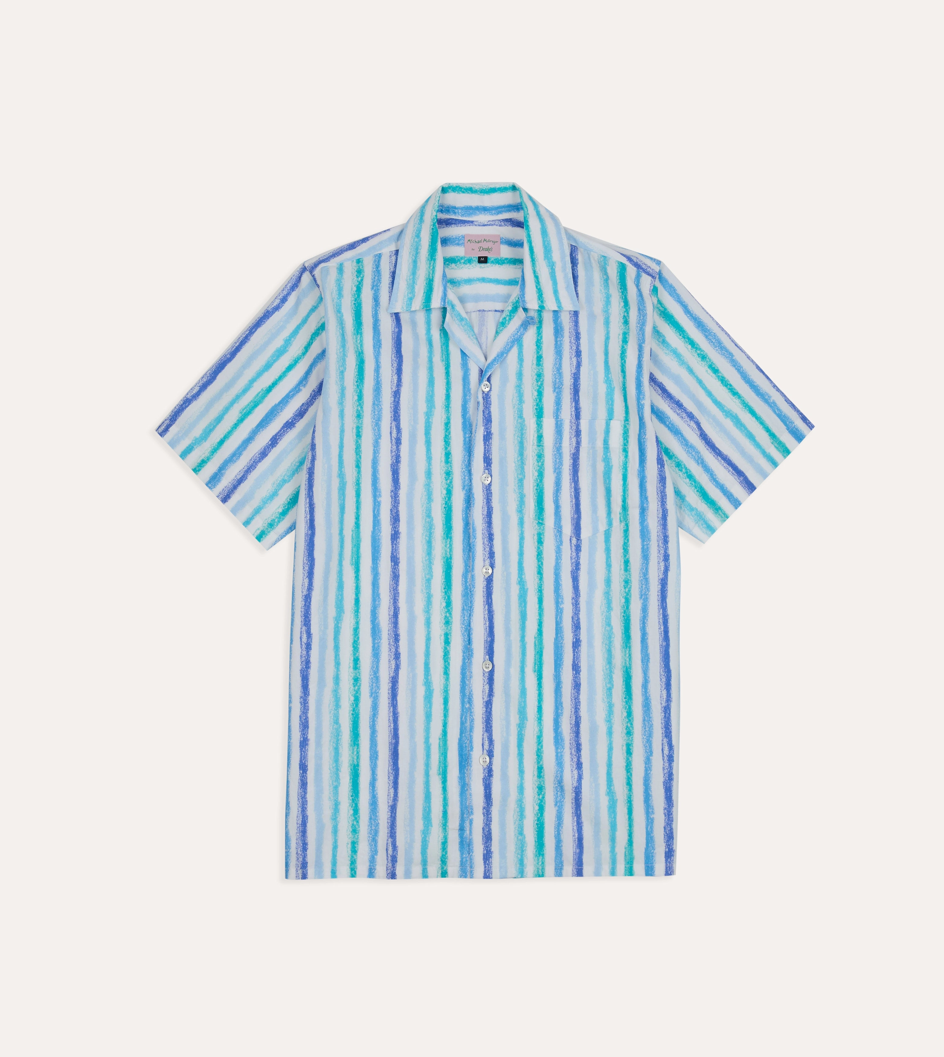 Soft Material Michael McGregor for Drake's Stripe Camp Collar Shirt