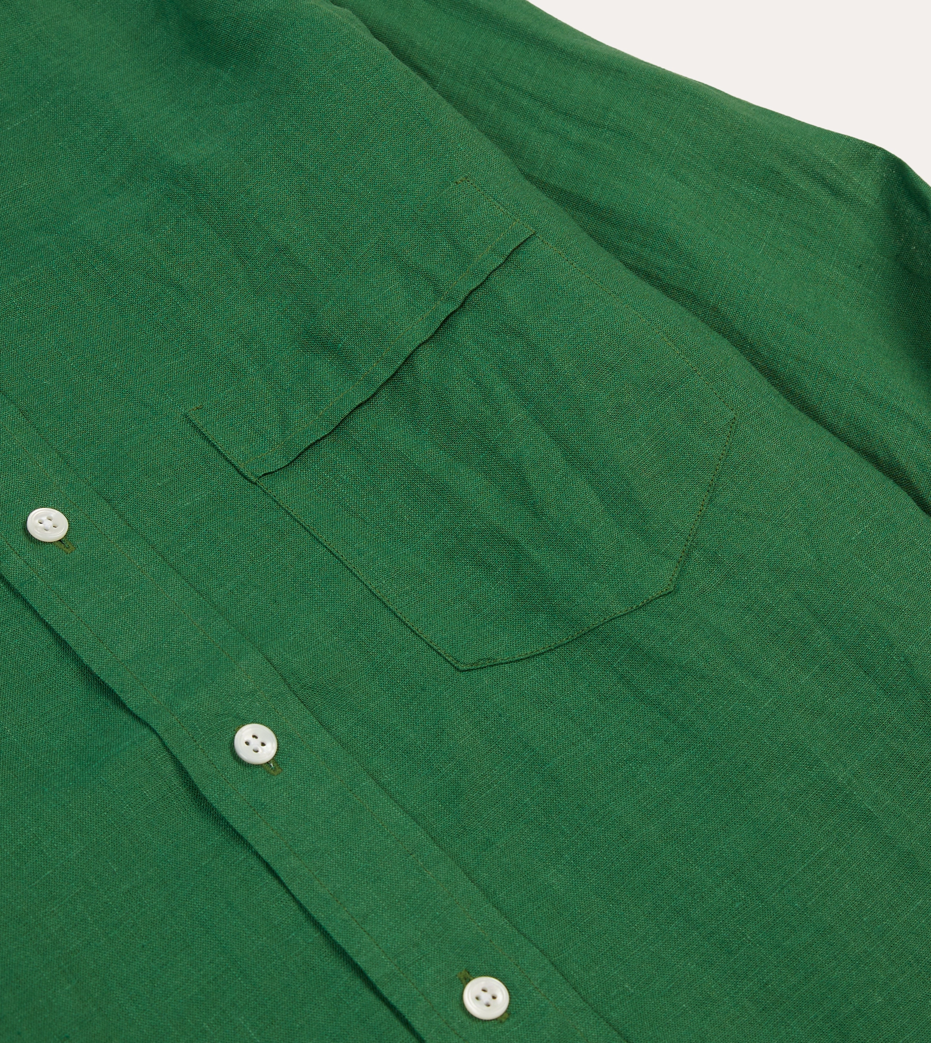 Forest Green Linen Spread Collar Shirt Winter Comfort