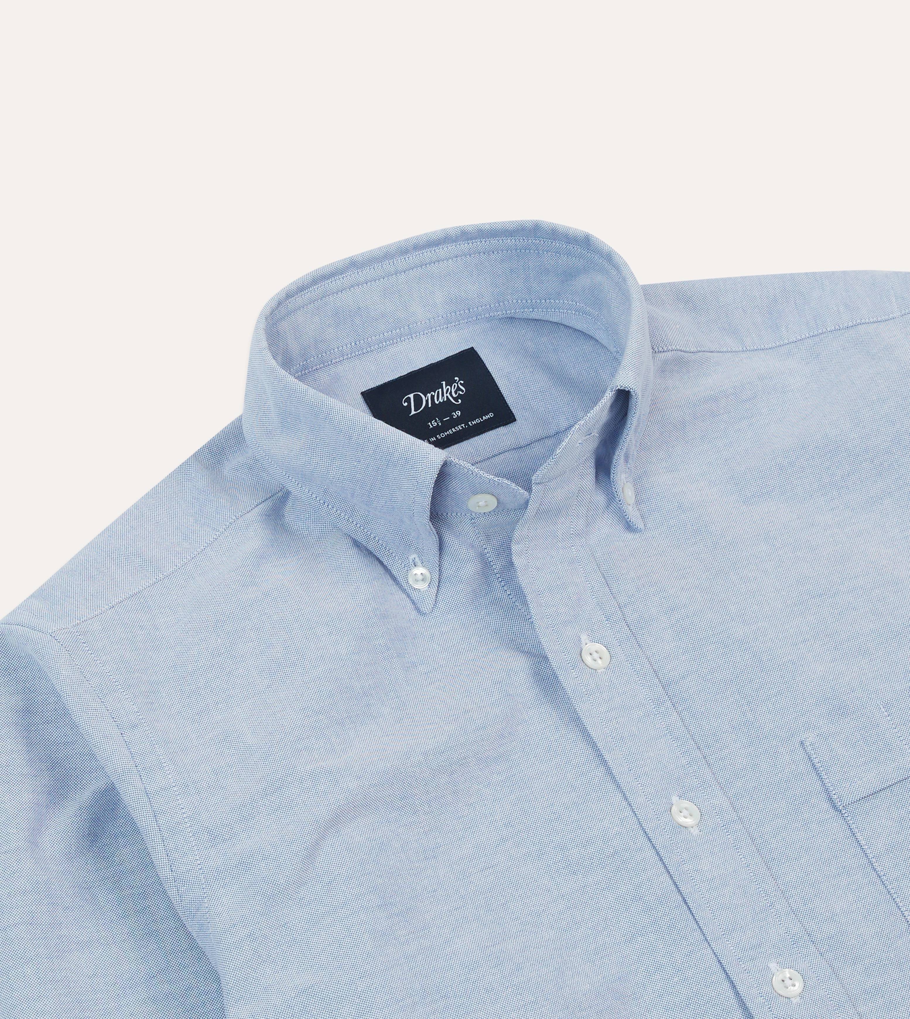 Mid-Blue Cotton Oxford Cloth Button-Down Shirt Cozy Option
