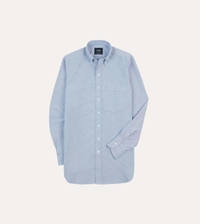 Mid-Blue Cotton Oxford Cloth Button-Down Shirt Layered Collar Unisex style