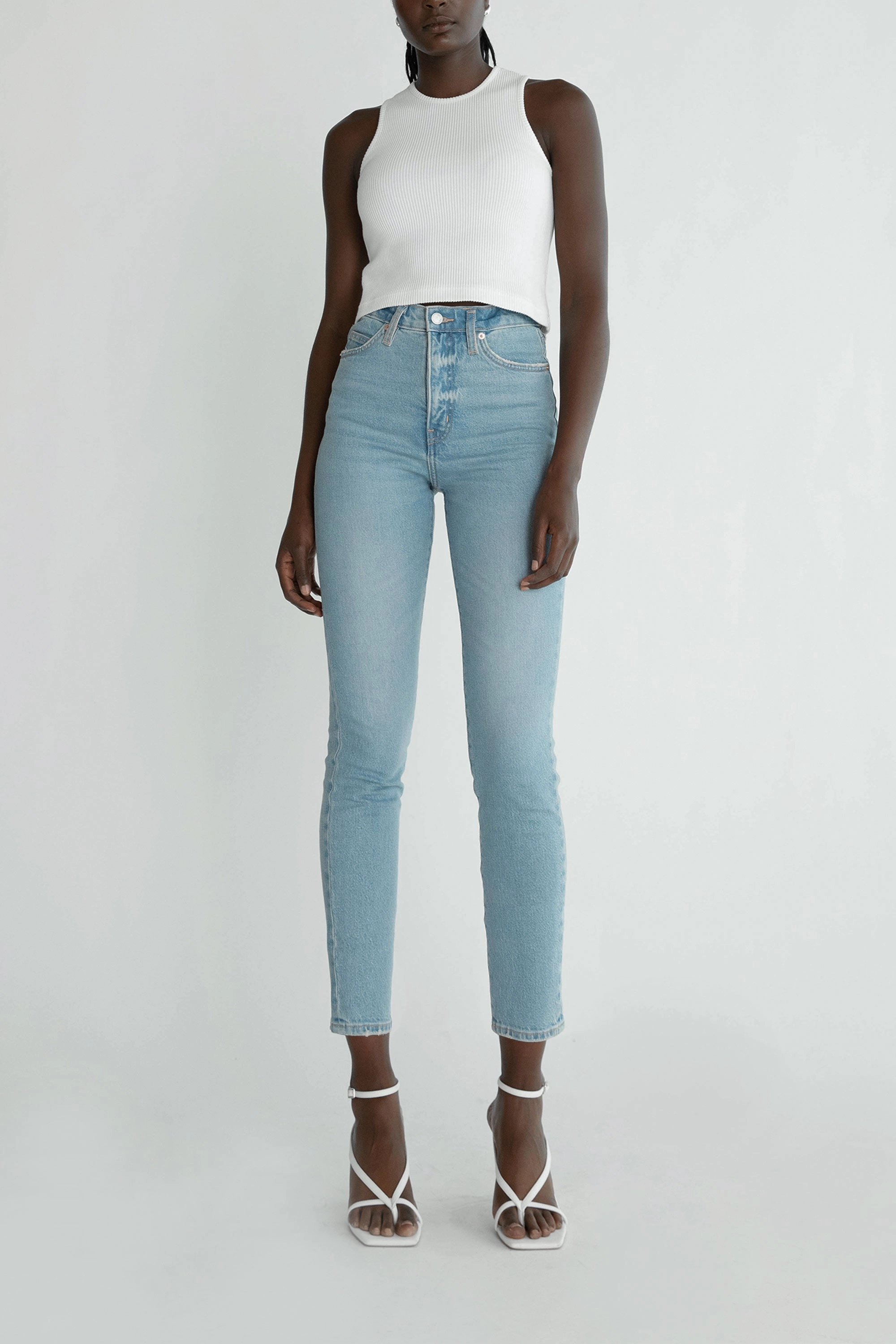 OAK ESSENTIAL SLIM FIT HIGH-RISE JEAN Blackout fabric Vintage Wash