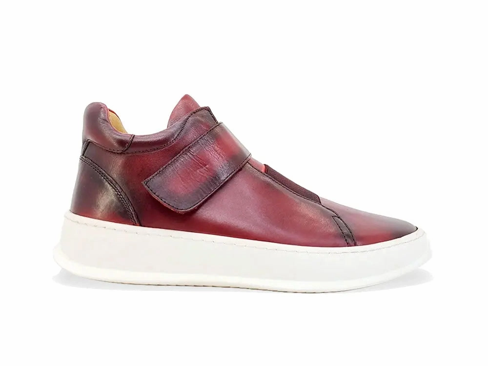 Mid Top Burnished Leather Sneaker Dynamic Arch Harness