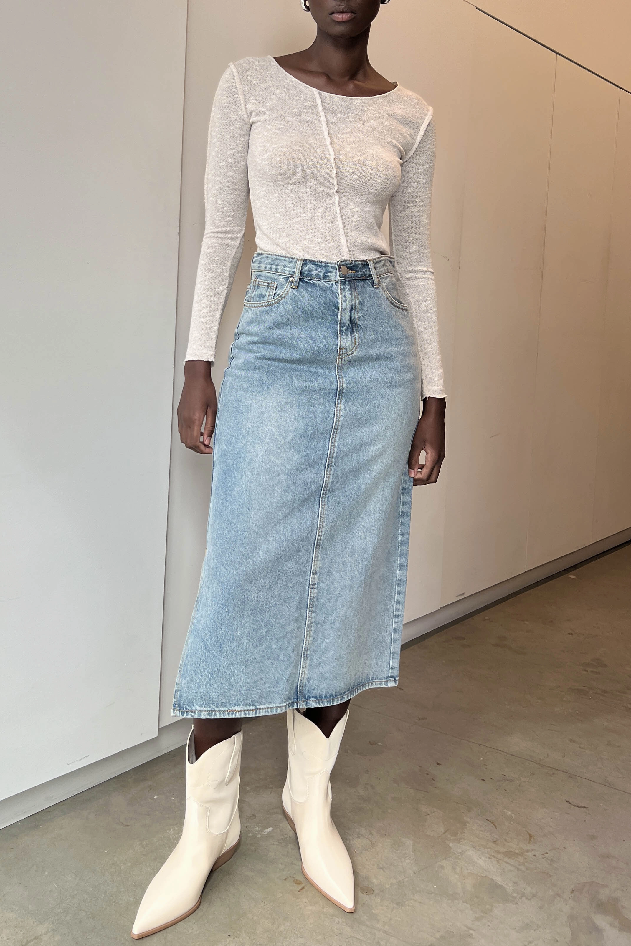 Ombre effect Fresh Energy MIDI JEAN SKIRT