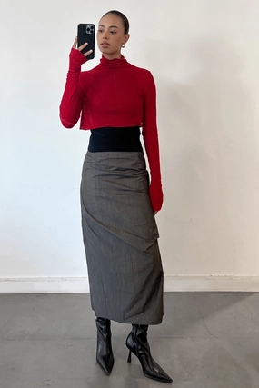 Curvy Fit MIDI NYLON PENCIL SKIRT