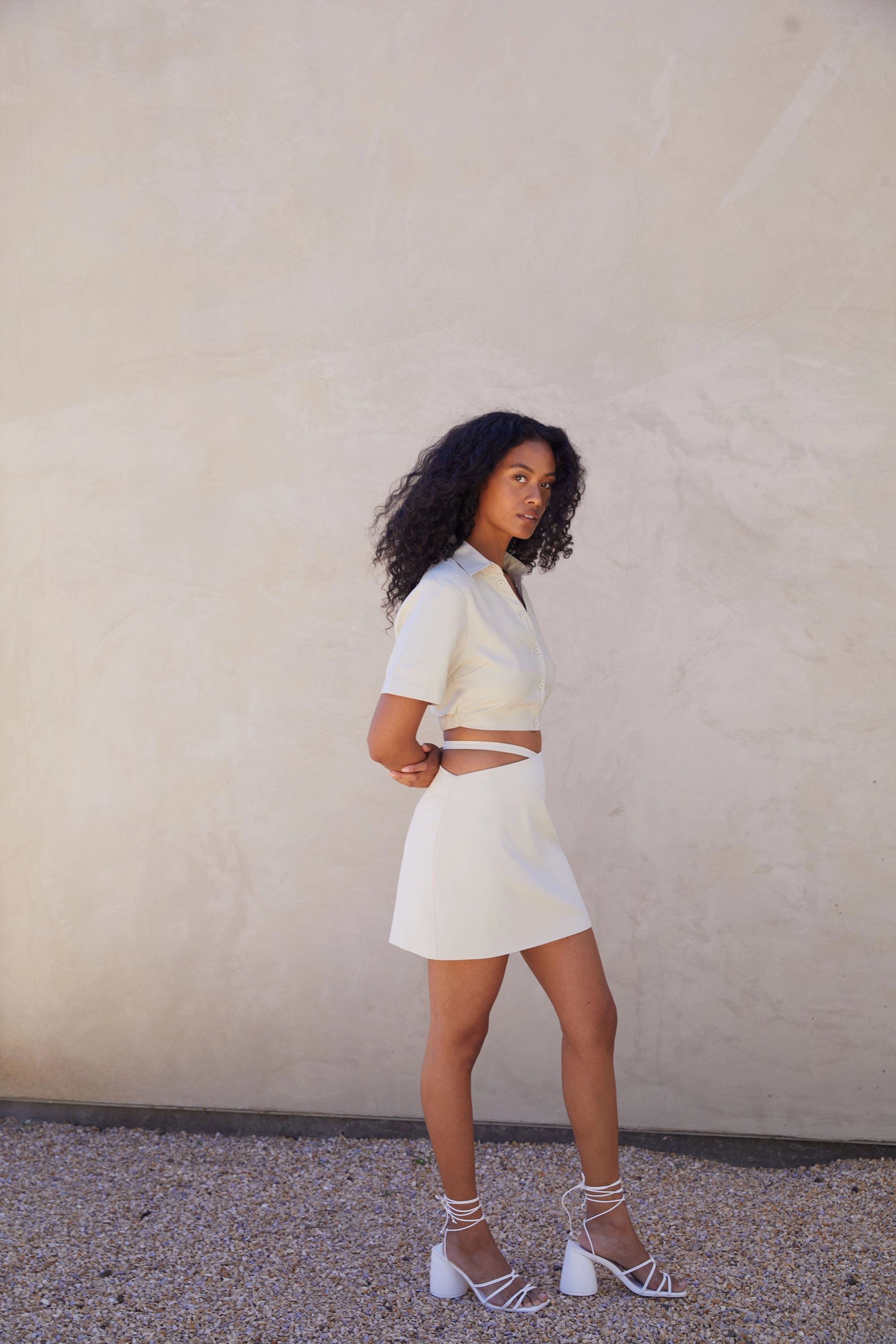 MINI SKIRT WITH CUTOUT WAIST Foldable Packability Heritage Inspired