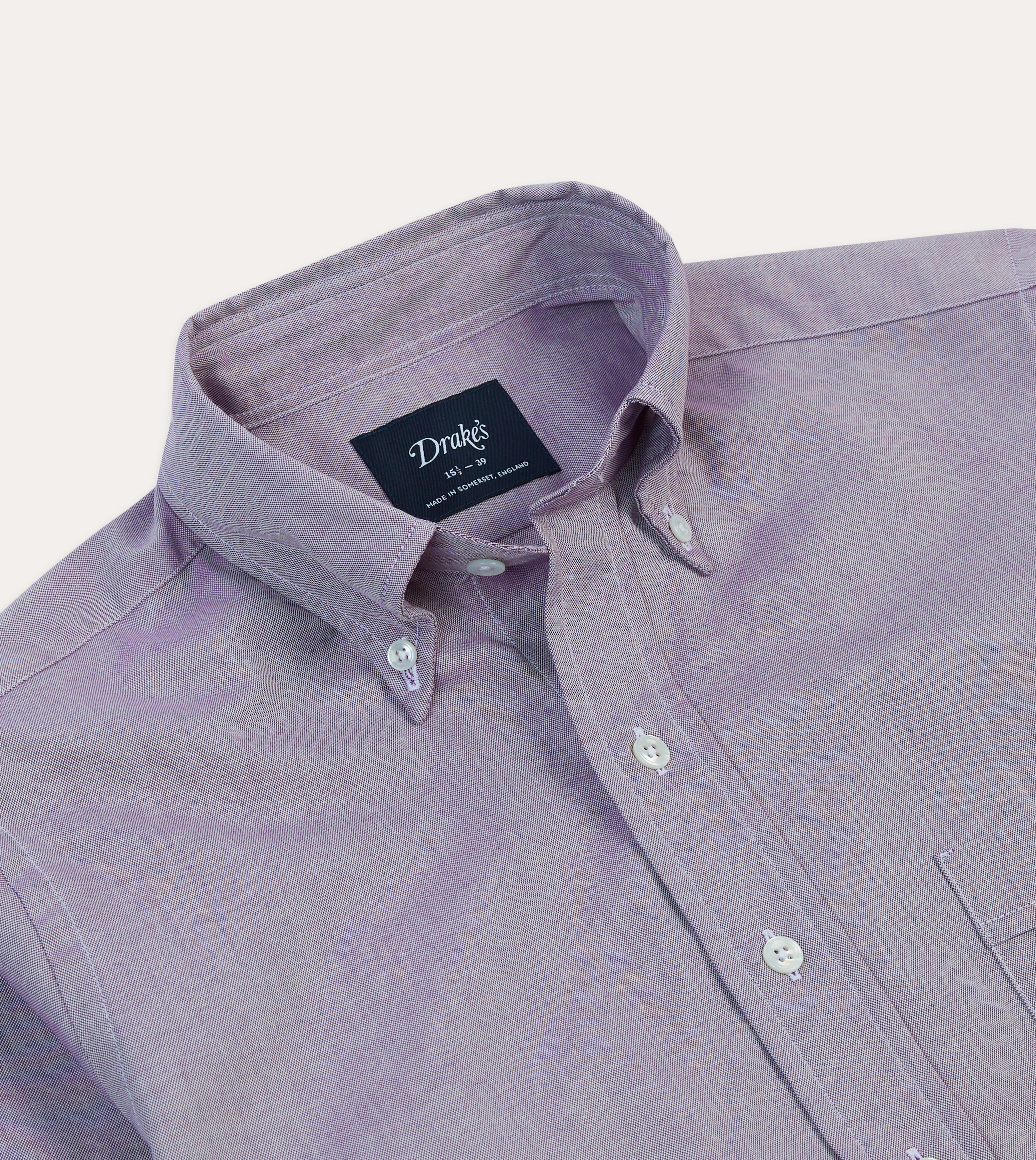 Breathable mesh Gradient effect Lilac Pinpoint Oxford Cotton Cloth Button-Down Shirt