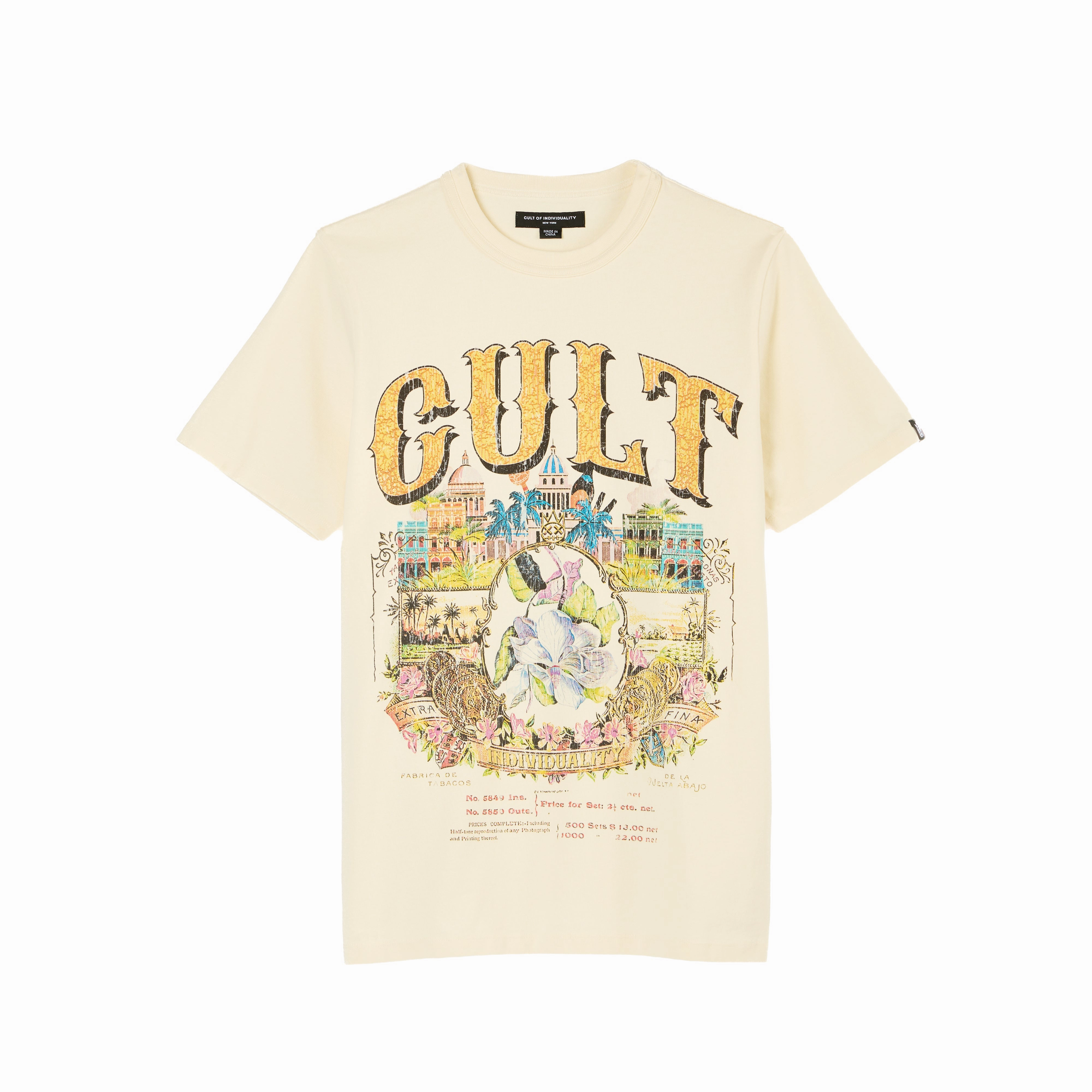 Layerable Look Cult's Heavyweight Short Sleeve Crew Neck Tee "Cuba" in Winter White