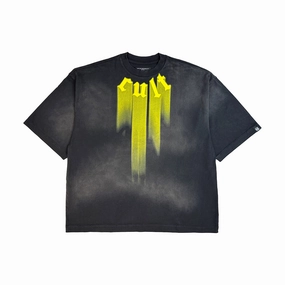 Cult's Oversized Heavyweight Boxy Short Sleeve Crew Neck Tee "Cult" in Vintage Charcoal Lightweight Design