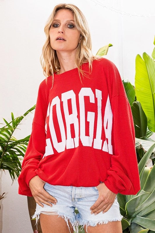 Georgia Comfy Oversize Graphic Sweatshirt Urban Cool Cold Layer
