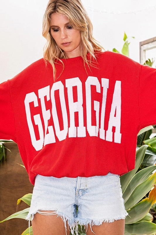 vacation wear Snuggly Fit Georgia Comfy Oversize Graphic Sweatshirt