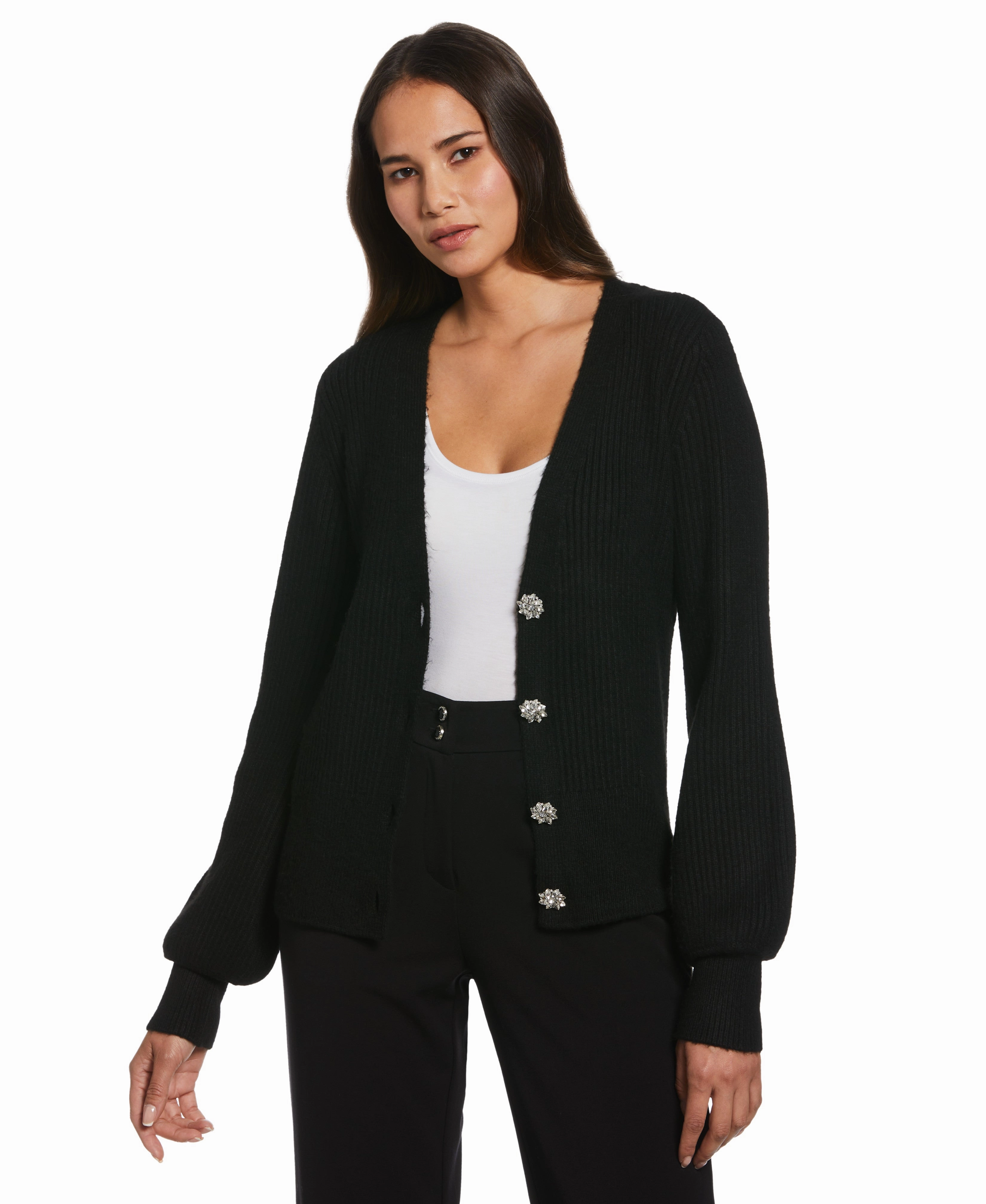 Perfect Knit Comfy Layer Jewel Button Cardigan