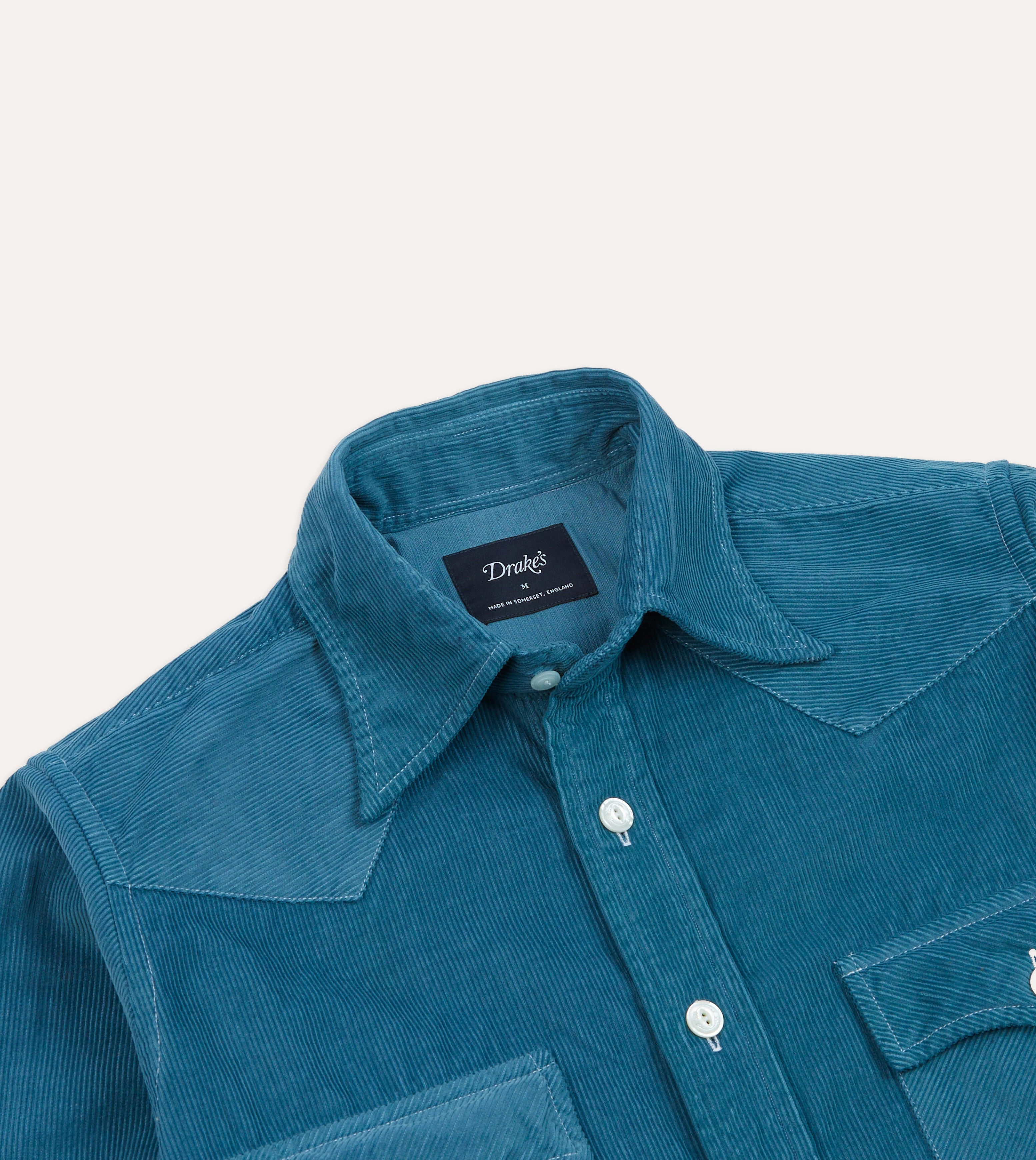 Casual Layer Unmatched comfort Turquoise Corduroy Two-Pocket Western Shirt