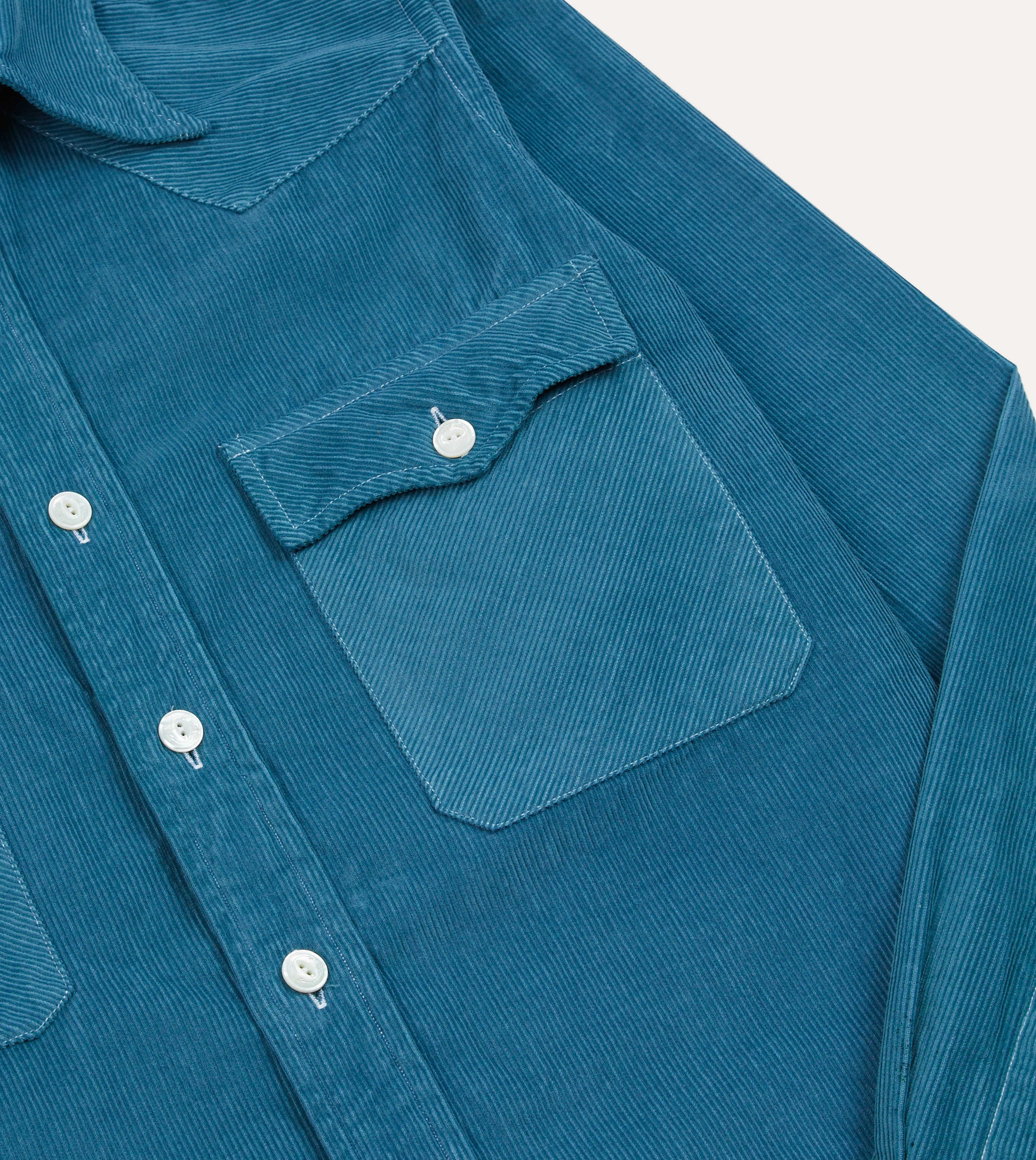 Functional Design Turquoise Corduroy Two-Pocket Western Shirt