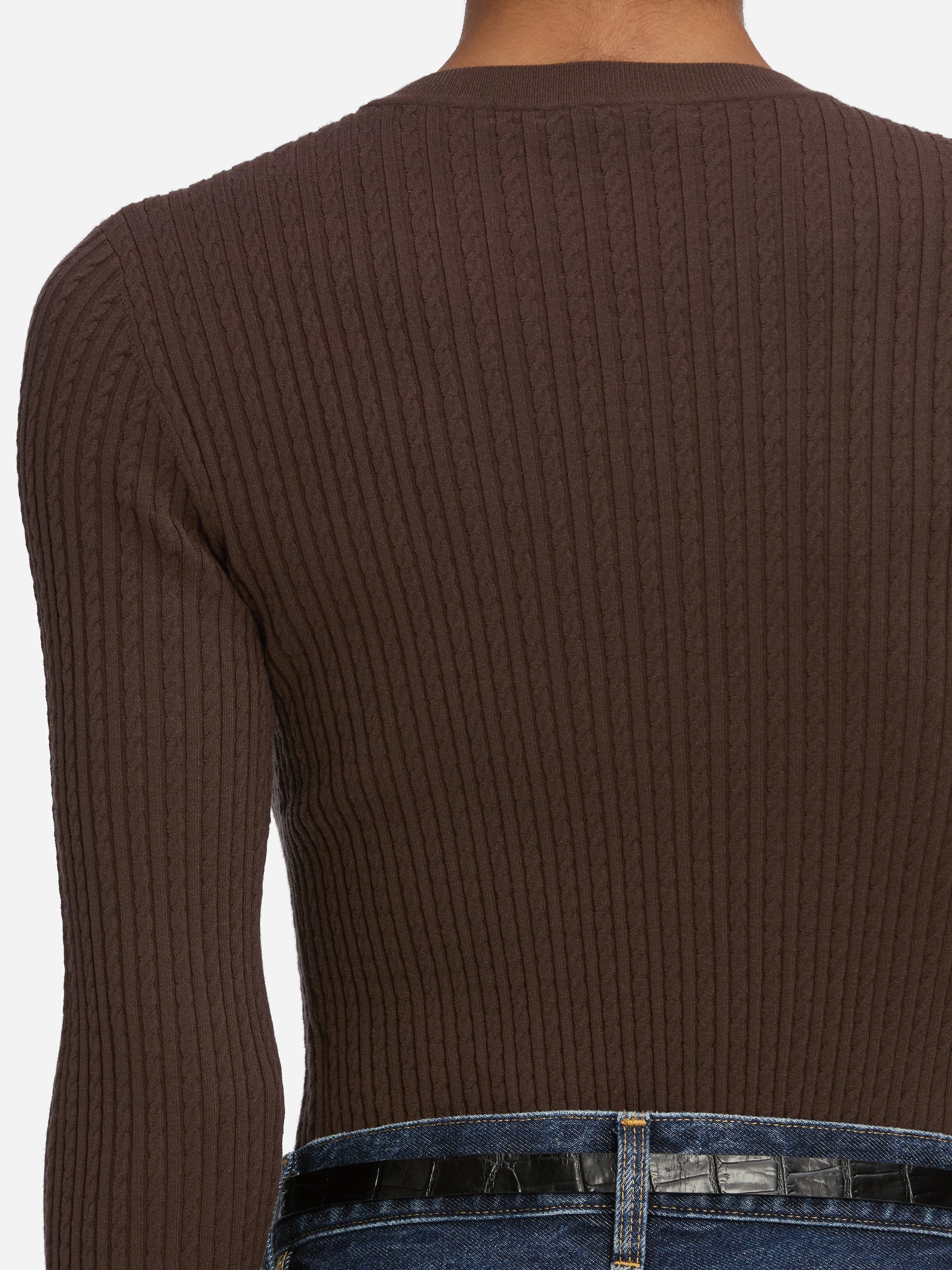 Seasonal Layers Perfect for Layering The Fine Cable Sweater -- Coffee
