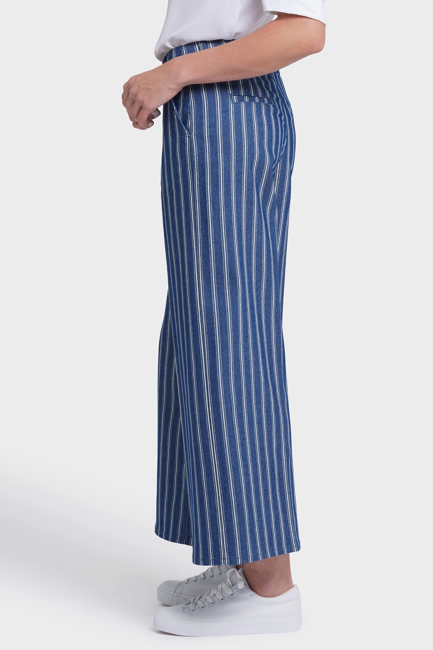 Mona Wide Leg Trouser Ankle Jeans - Huelva Stripe Beach Day Minimalist Style Youth Style Unisex Wear Premium