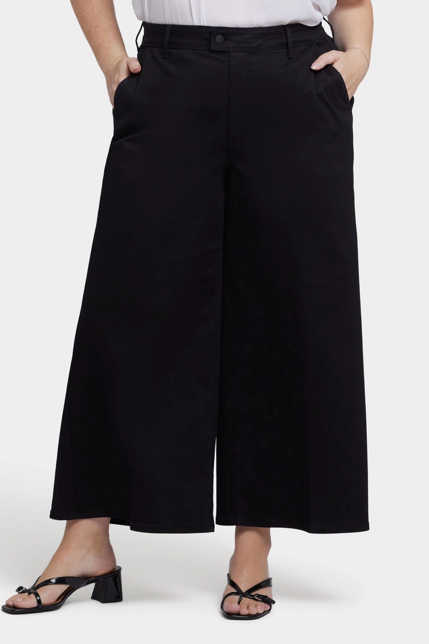 Casual Student Outfit Autumn Days Parent Style Mona Wide Leg Trouser Ankle Jeans In Plus Size - Black