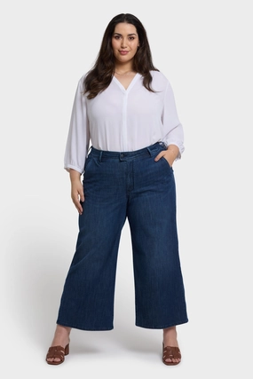 Lightweight Choice Mona Wide Leg Trouser Ankle Jeans In Plus Size - Ibiza Blues