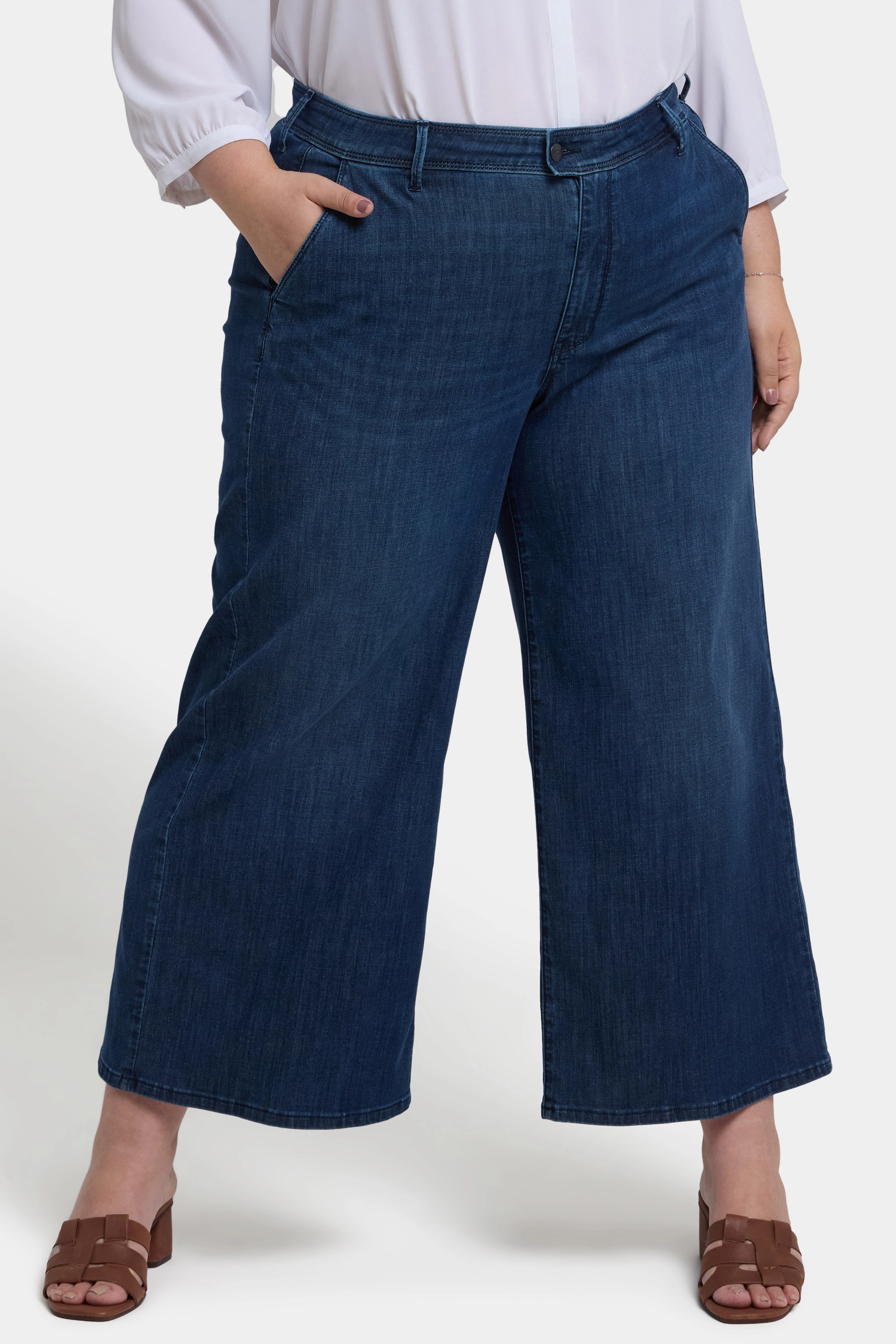 Durable piece City Approved Mona Wide Leg Trouser Ankle Jeans In Plus Size - Ibiza Blues