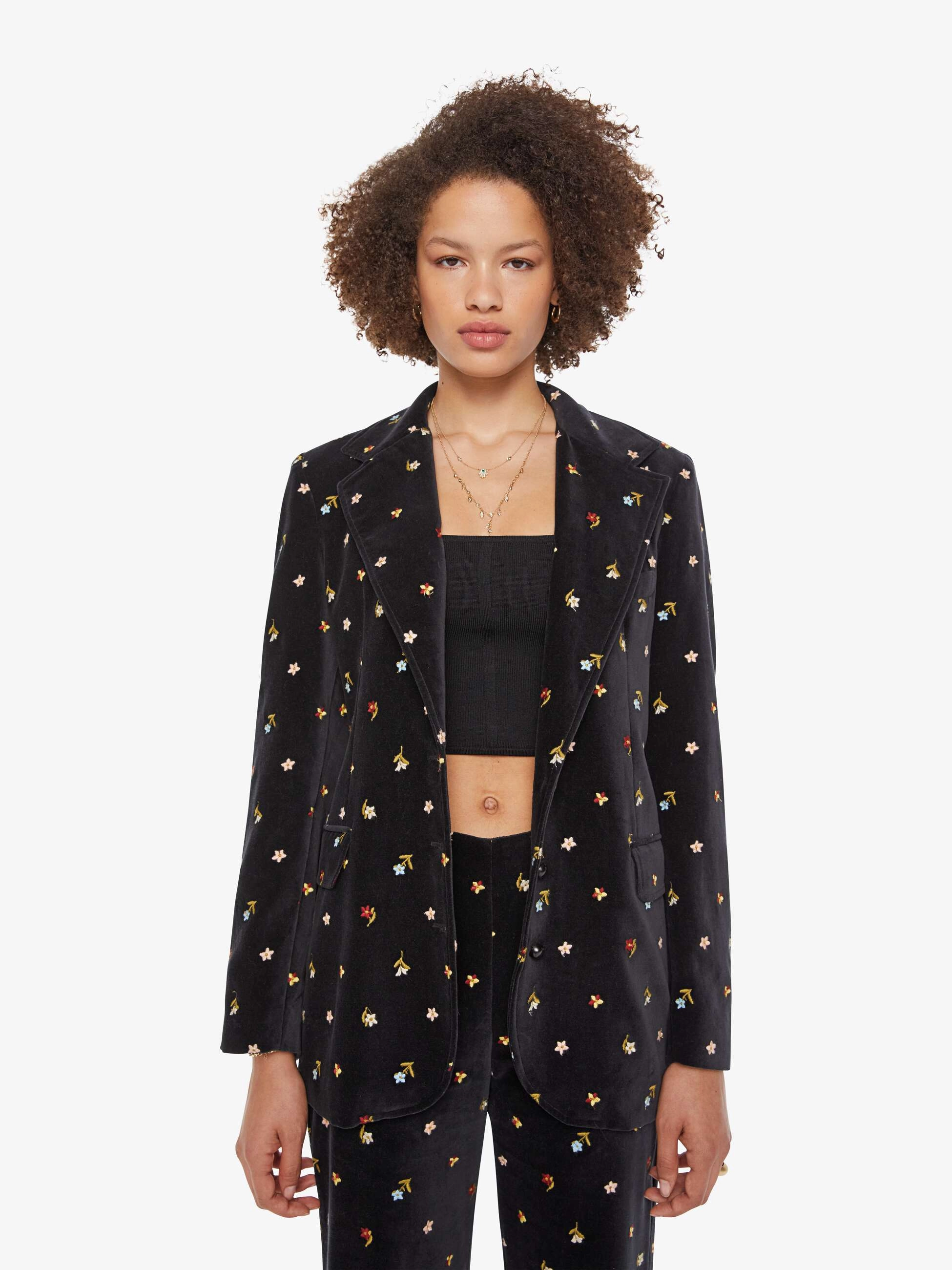 Clean Outer Double layer fabric Alix of Bohemia Afternoon  Blazer - Onyx Bouquet