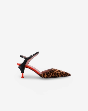 High-End Footwear Mules Animalier with Black Belt M7013A