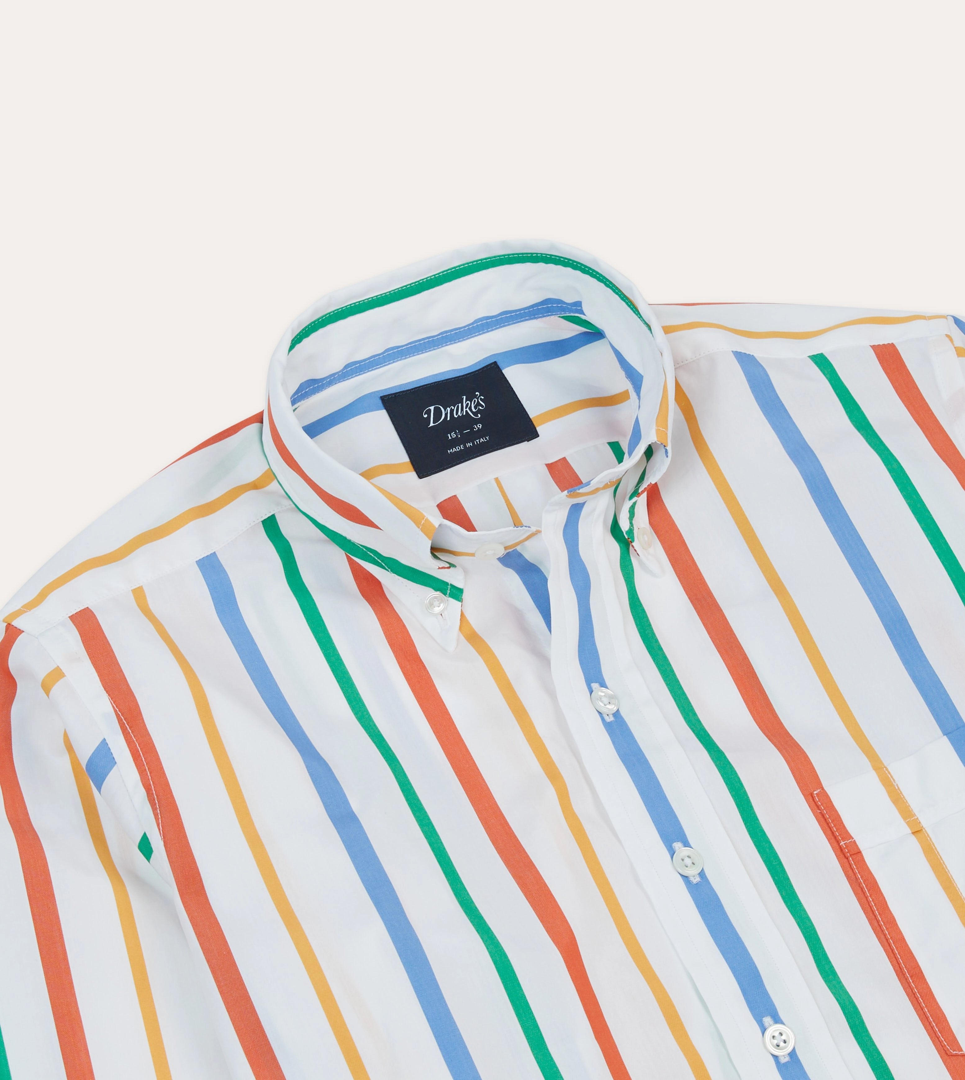 Multi Stripe Poplin Button-Down Shirt Active Comfort Poolside Lounge