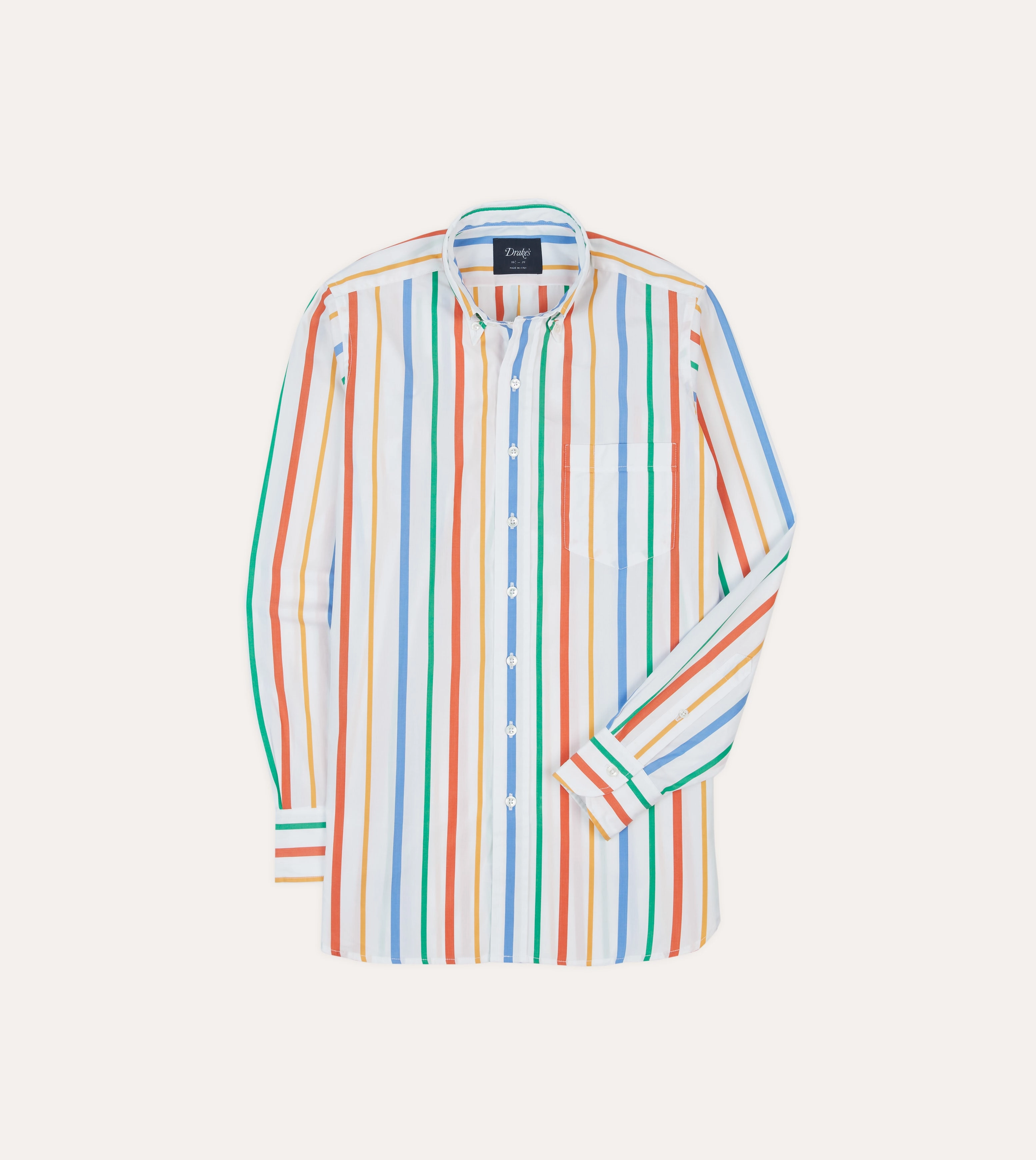 All Purpose Weave Design Multi Stripe Poplin Button-Down Shirt