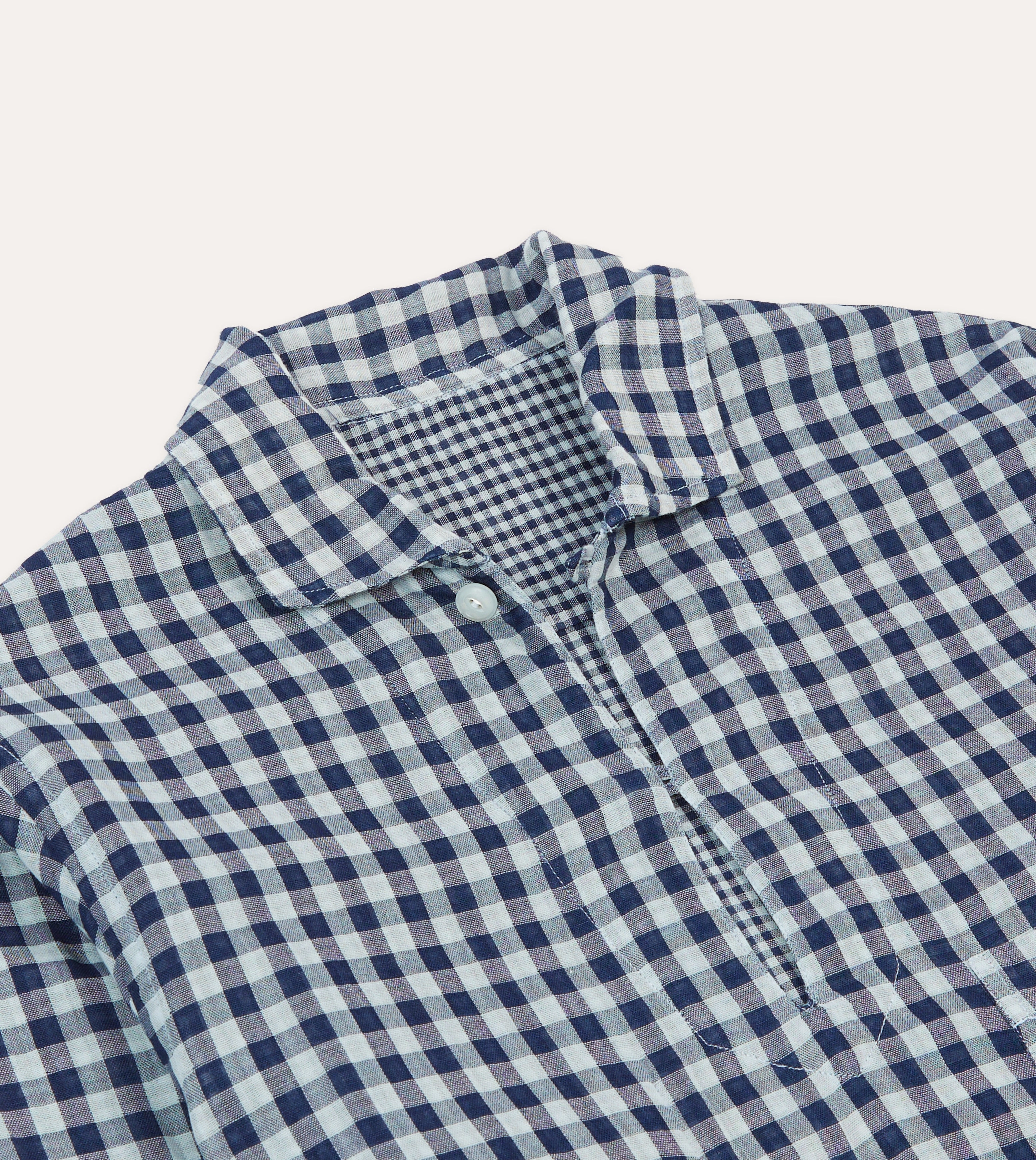 High-Quality Craftsmanship Navy Gingham Cotton Reversible Smock