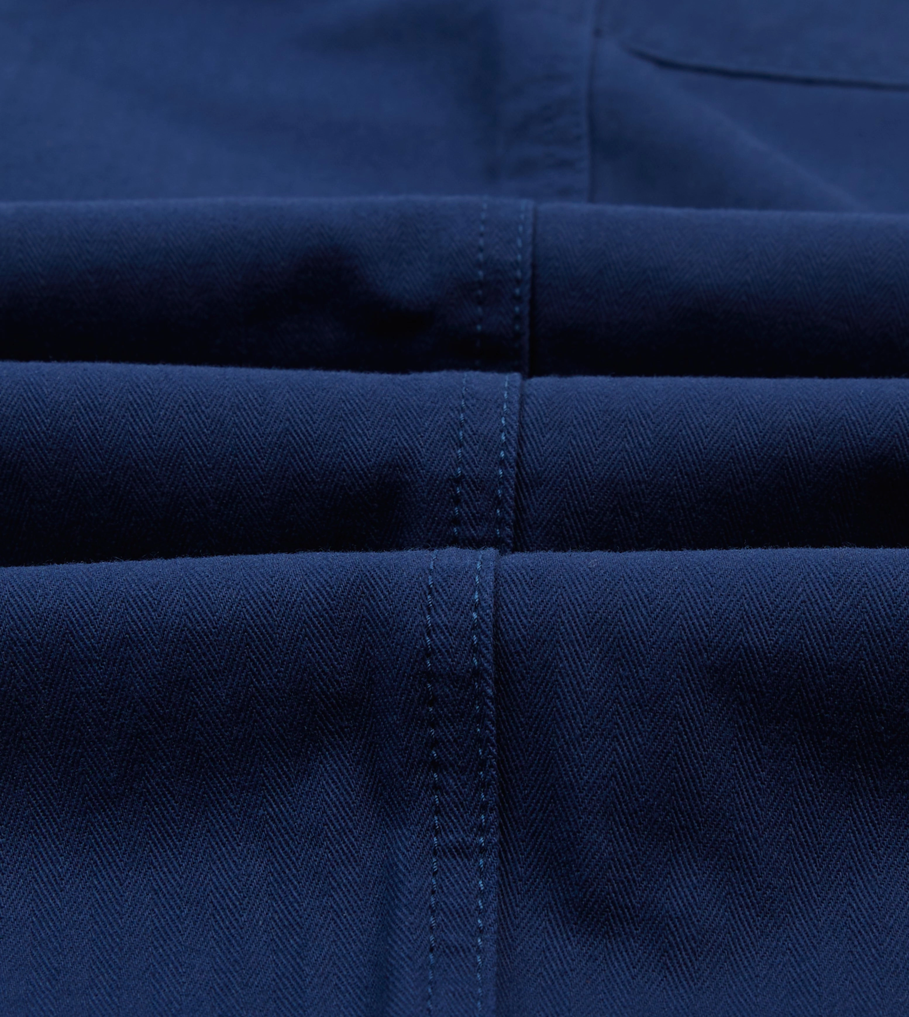 Navy Herringbone Twill Cotton Drawstring Trousers Outdoor Activity Comfy Flex