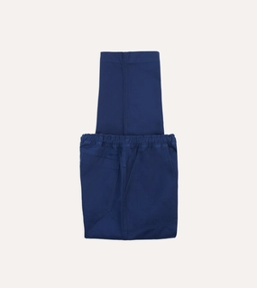 Navy Herringbone Twill Cotton Drawstring Trousers Water Resistant Finish