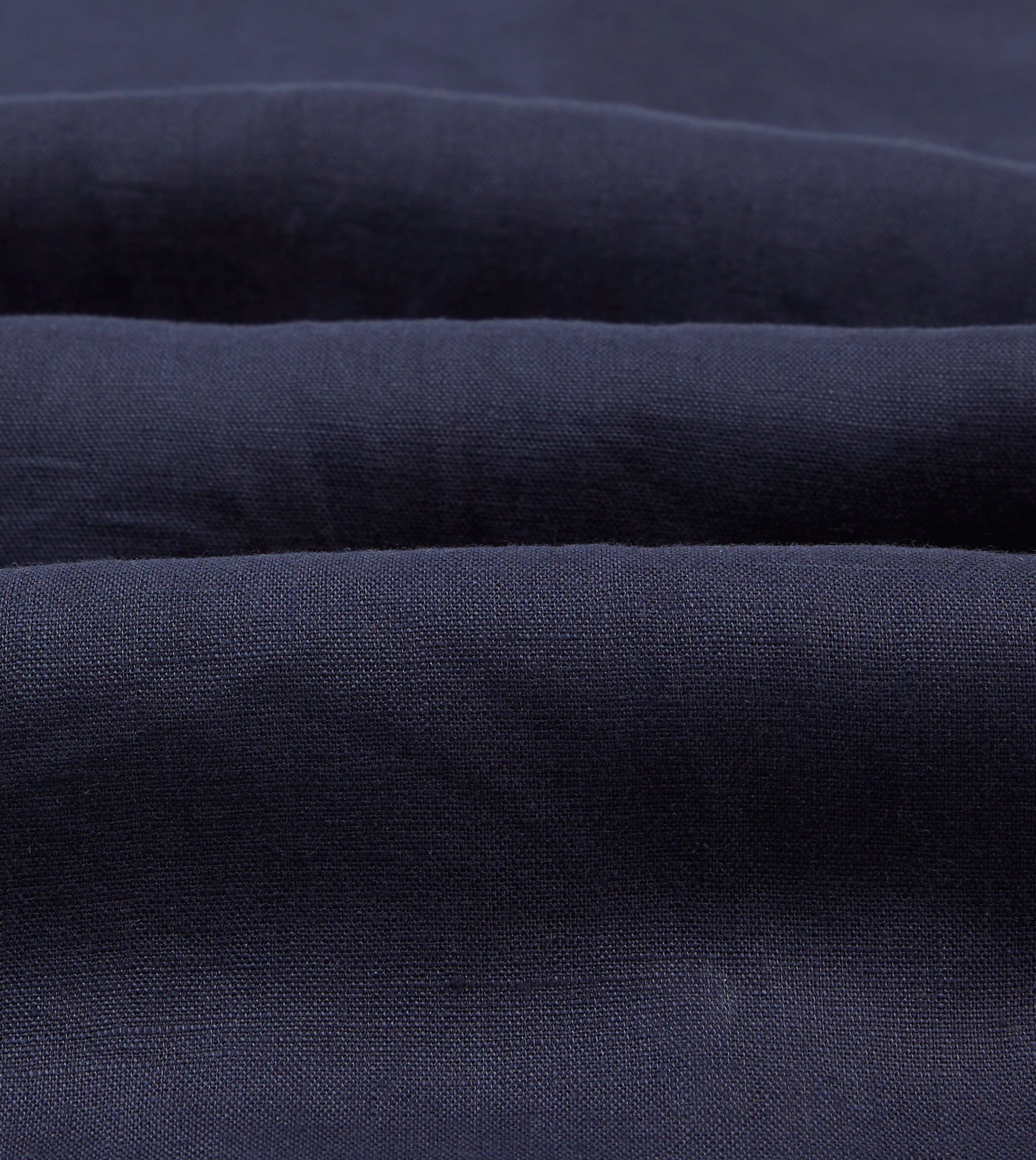 Navy Linen Camp Collar Long Sleeve Shirt Everyday Fashion Geometric Pattern